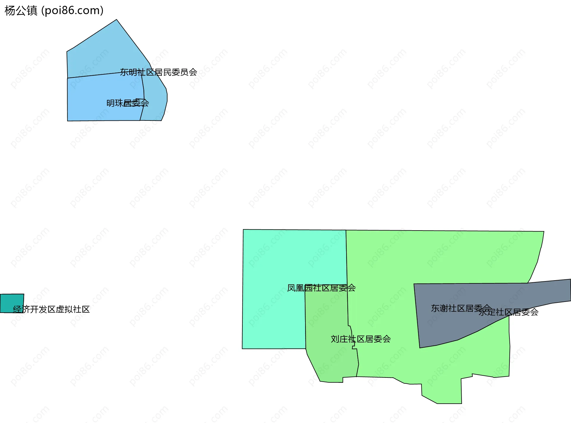 杨公镇边界地图(五级行政区划)