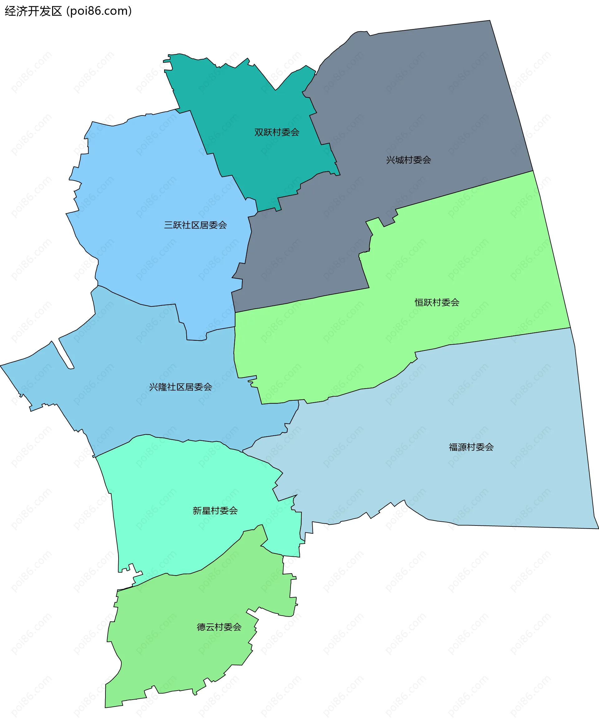 经济开发区边界地图(五级行政区划)