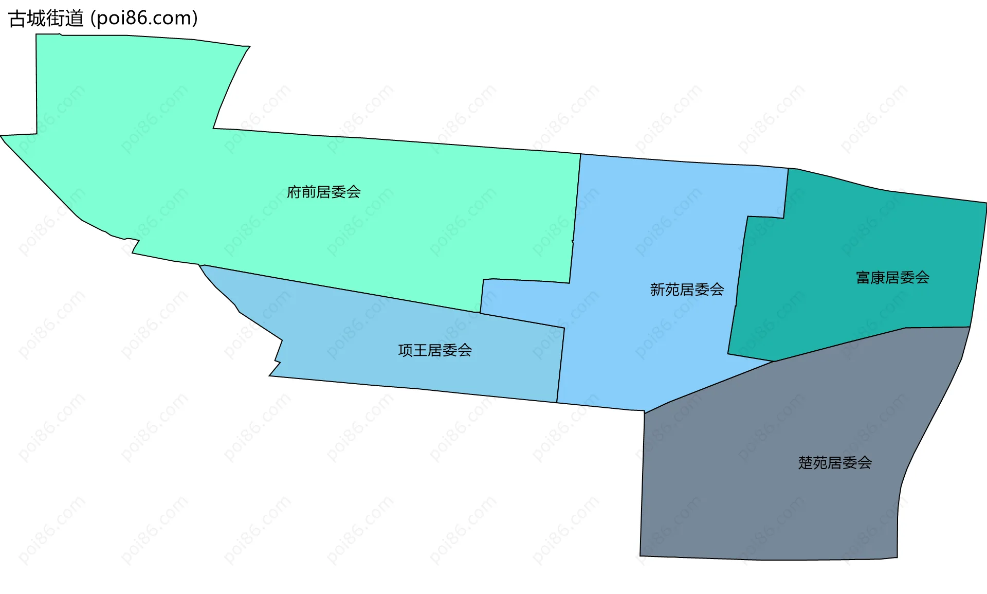 古城街道边界地图(五级行政区划)