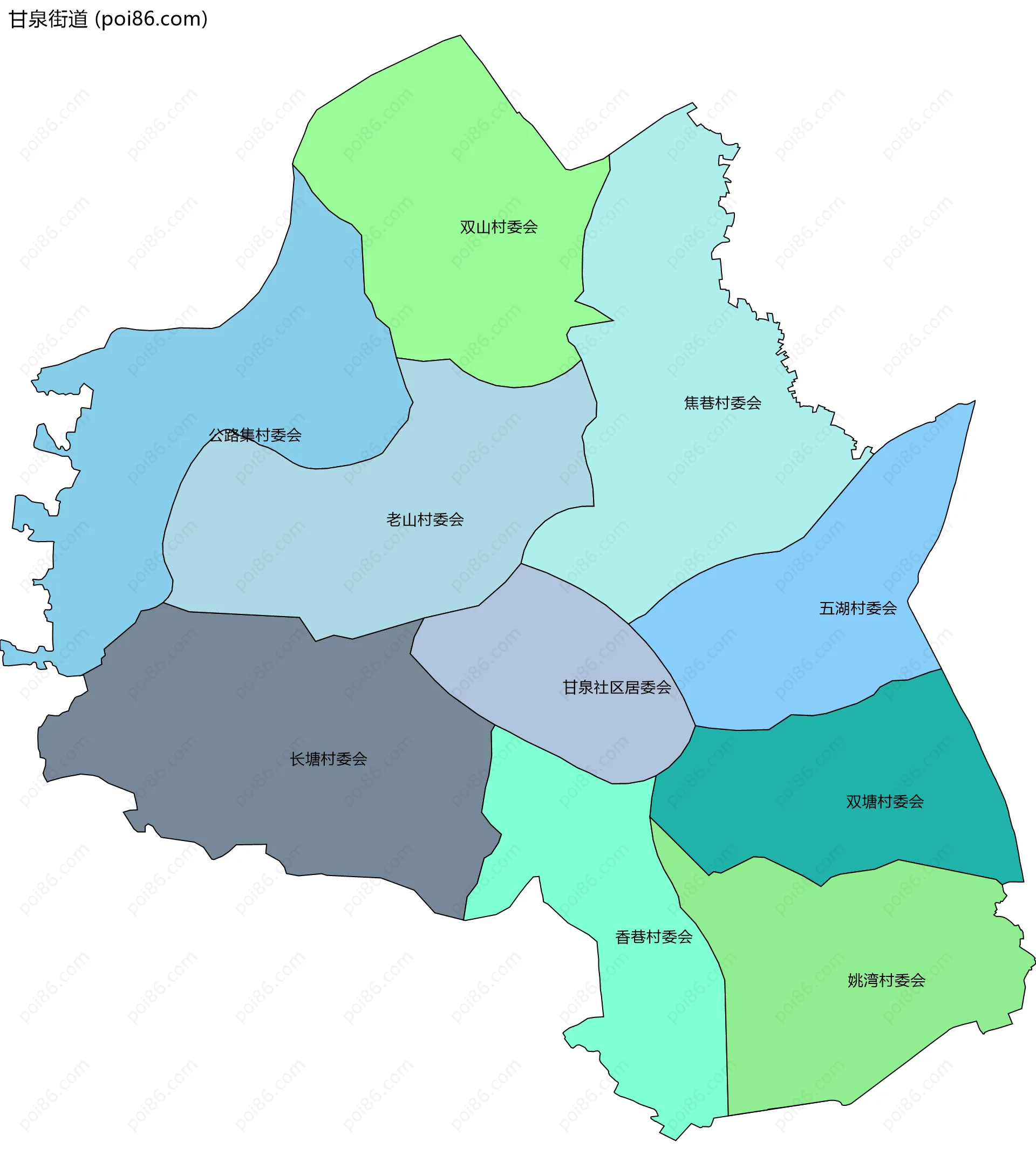 甘泉街道边界地图(五级行政区划)