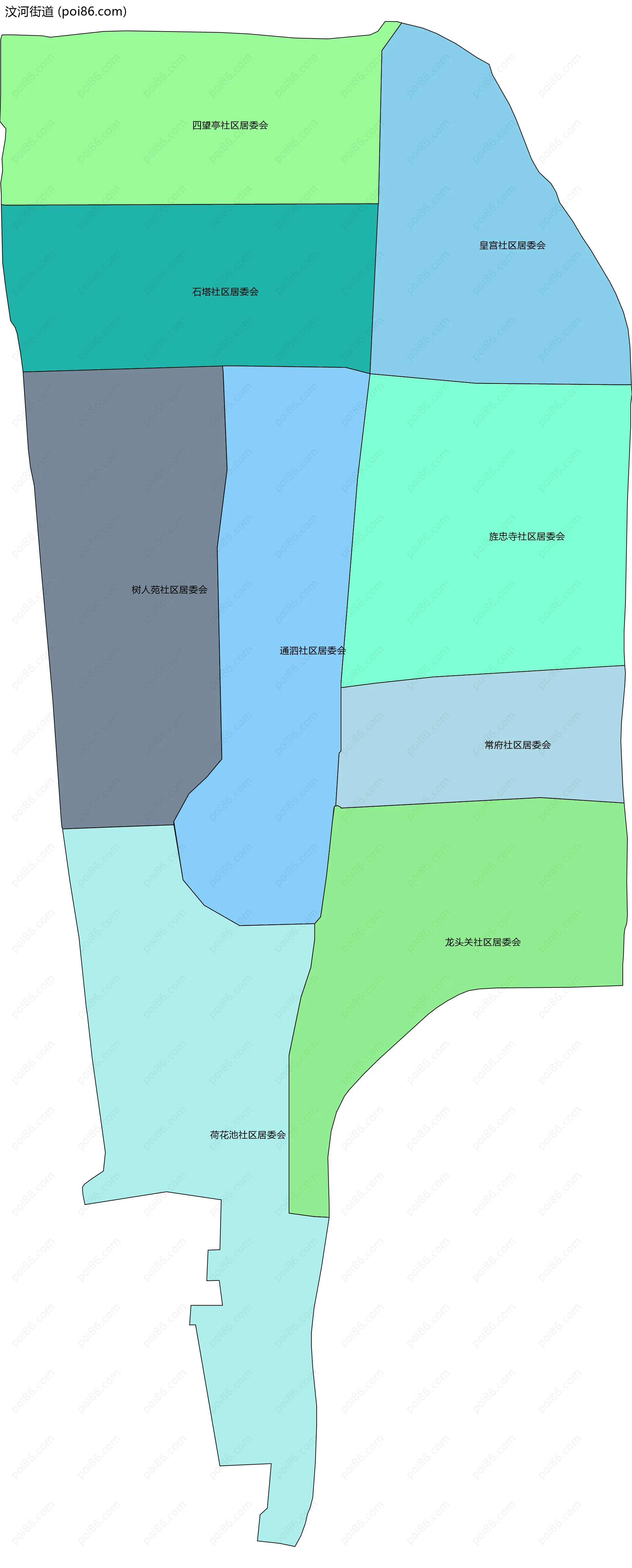 汶河街道边界地图(五级行政区划)