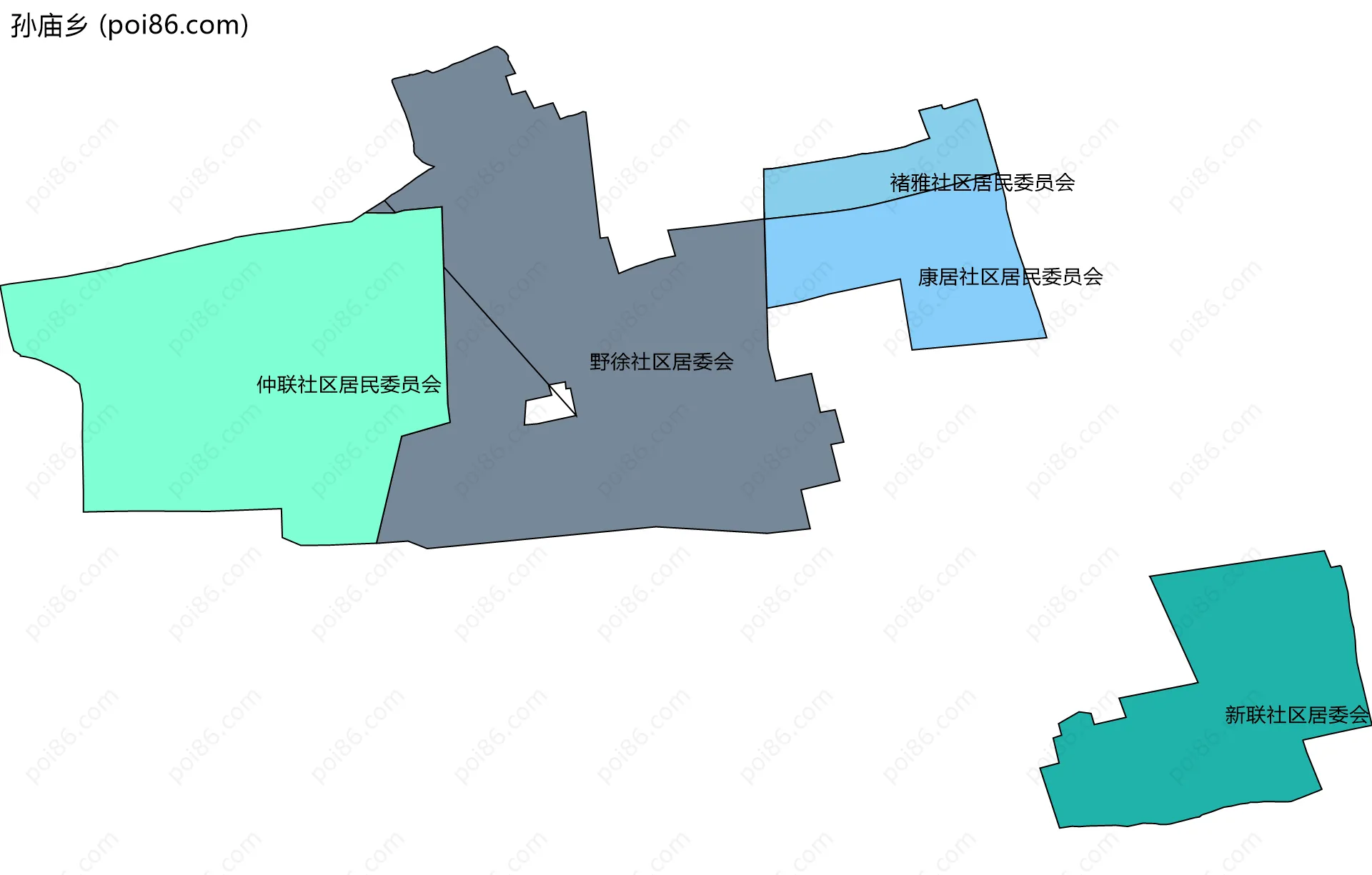 孙庙乡边界地图(五级行政区划)
