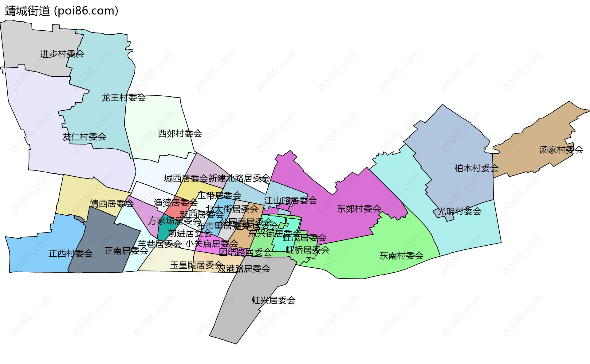 靖城街道边界地图(五级行政区划)