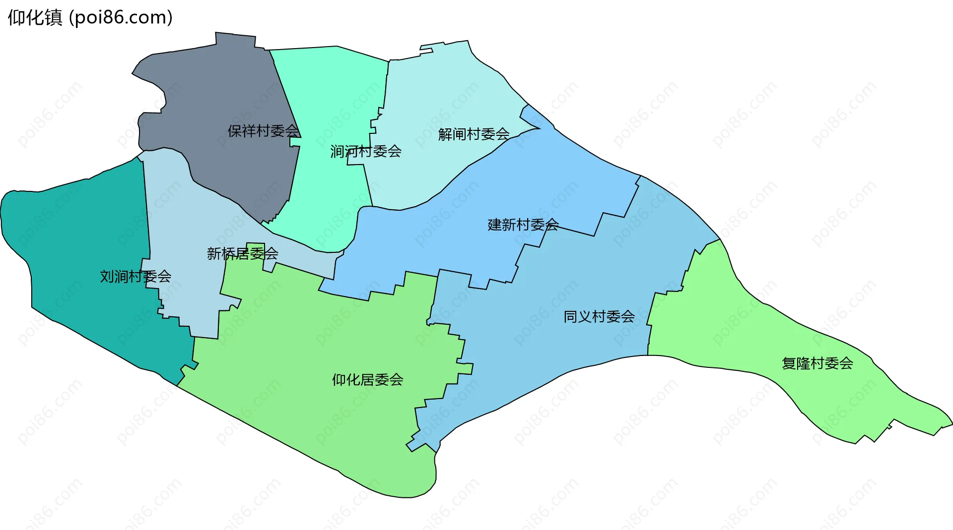 仰化镇边界地图(五级行政区划)