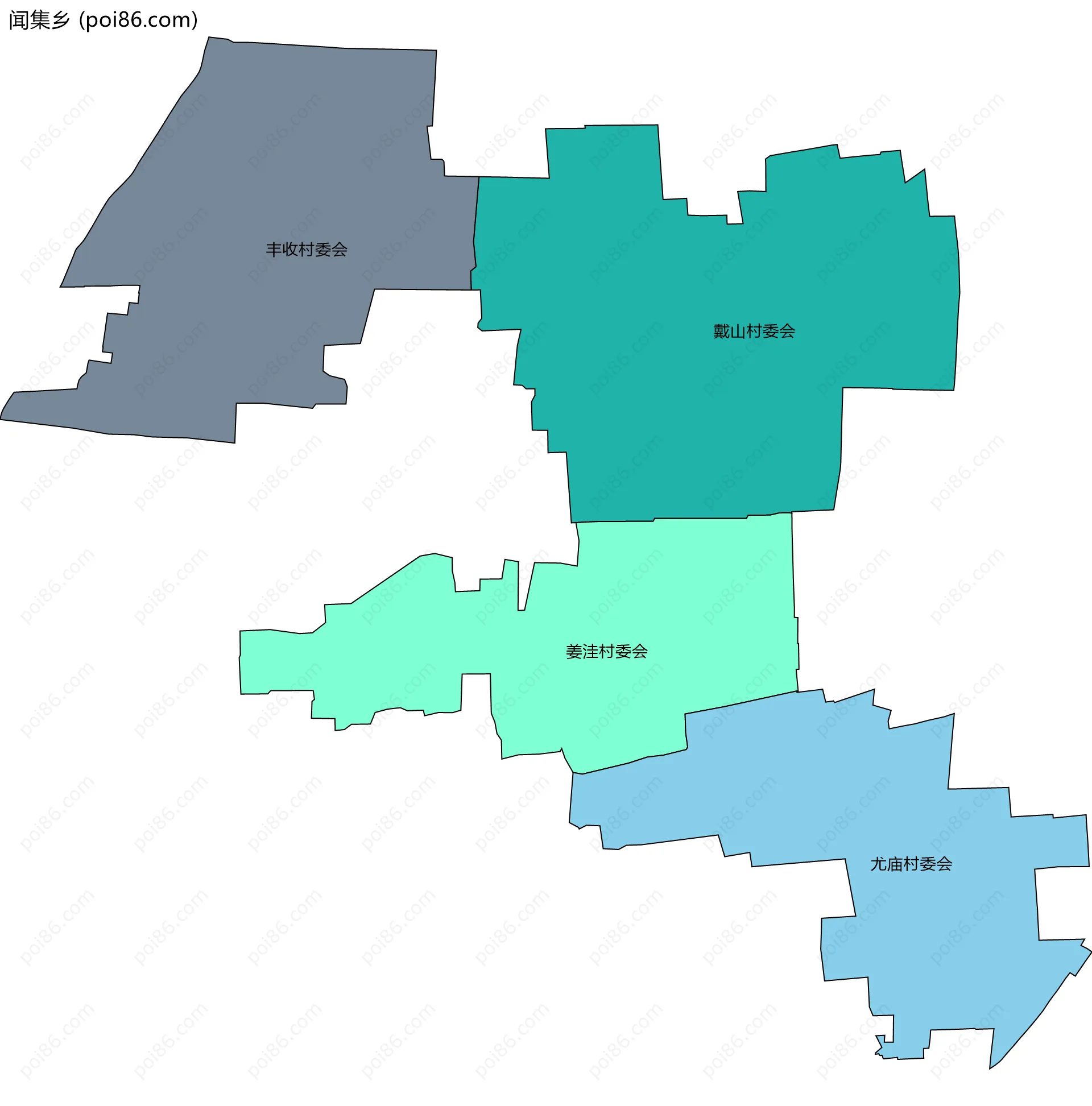 闻集乡边界地图(五级行政区划)