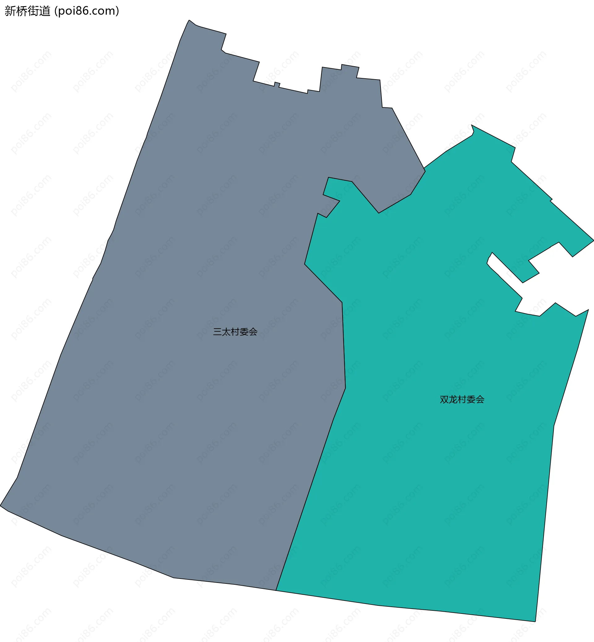 新桥街道边界地图(五级行政区划)