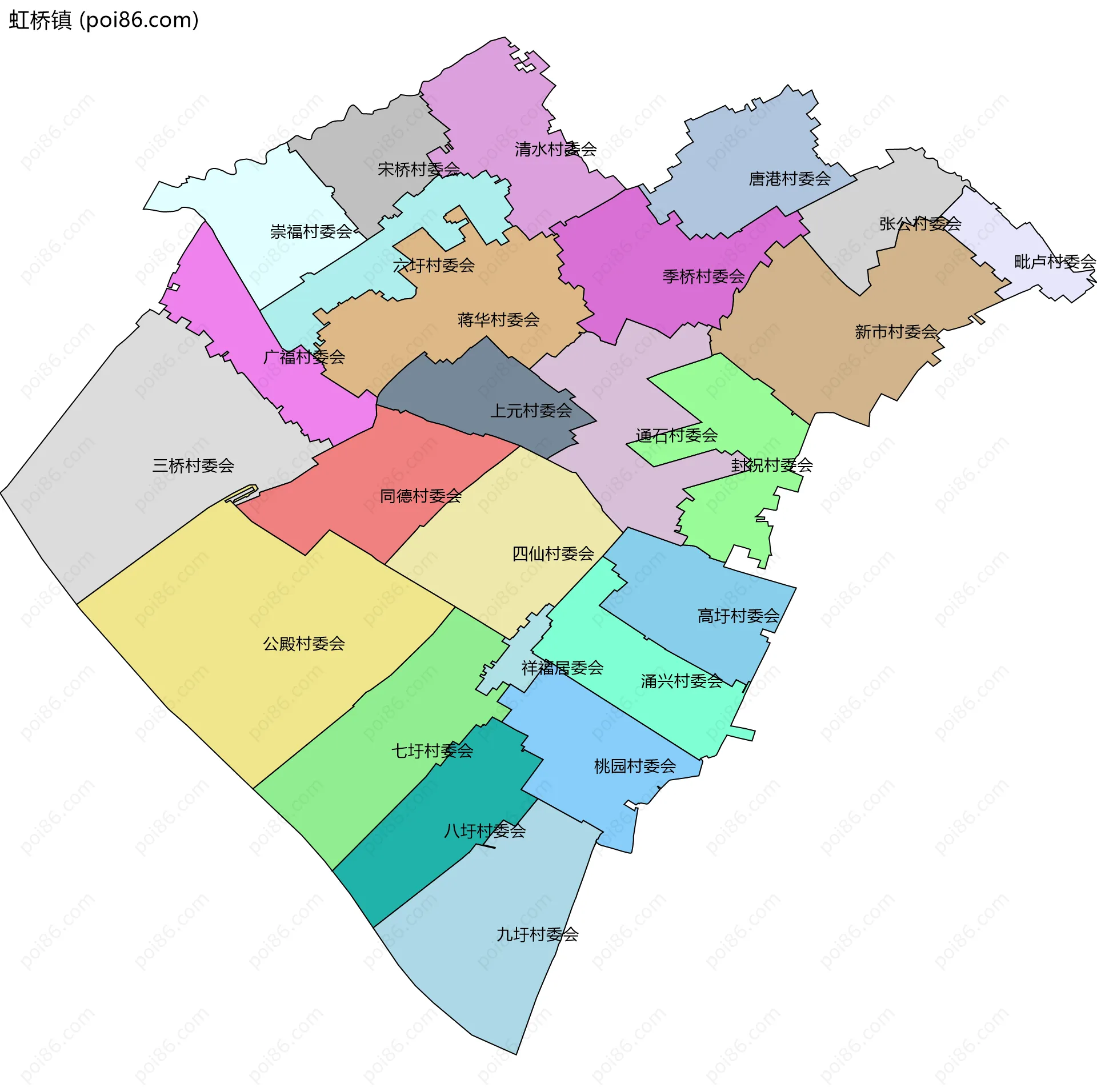 虹桥镇边界地图(五级行政区划)