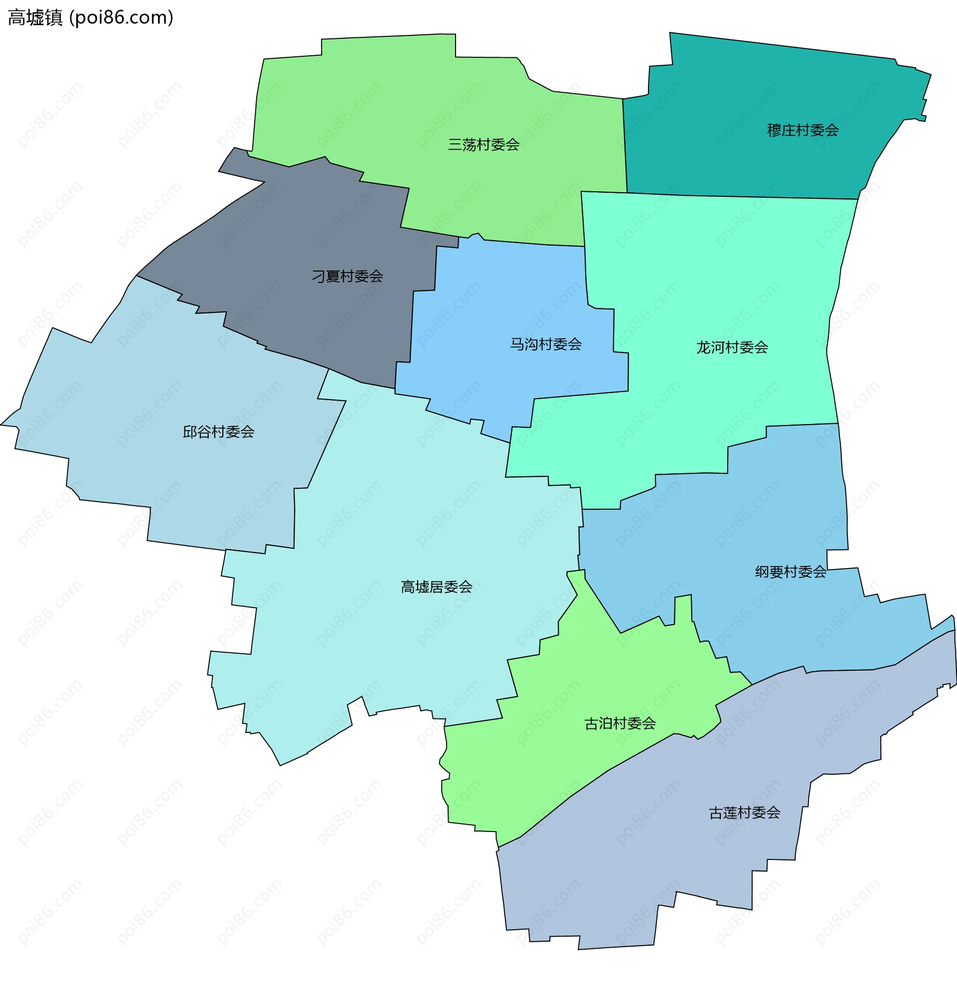 高墟镇边界地图(五级行政区划)