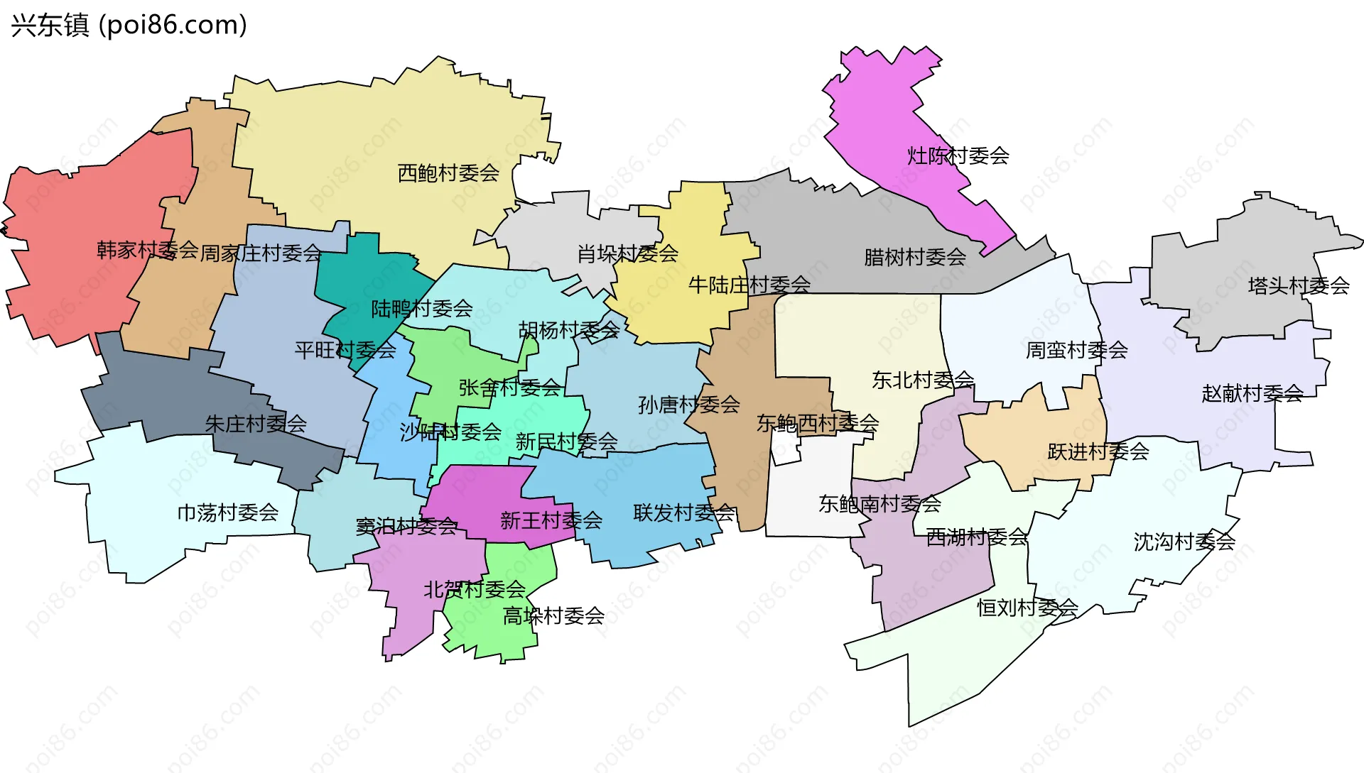 兴东镇边界地图(五级行政区划)