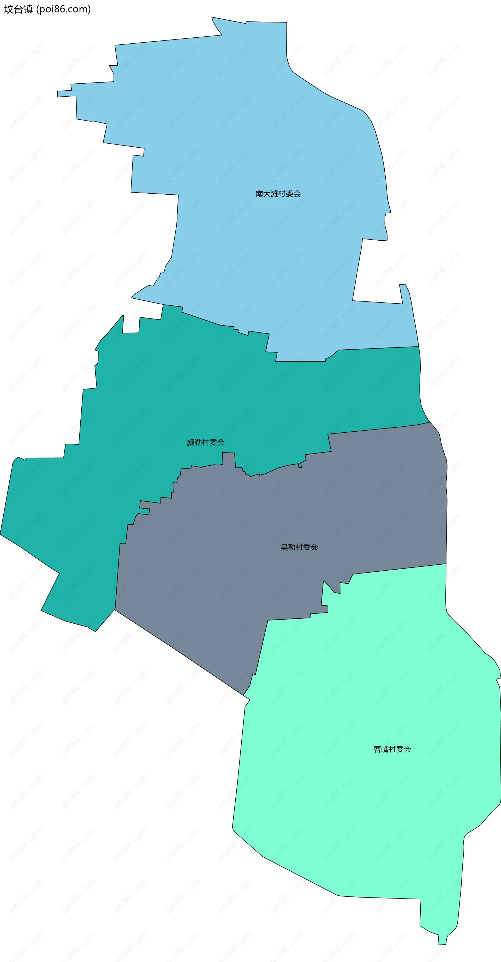 坟台镇边界地图(五级行政区划)