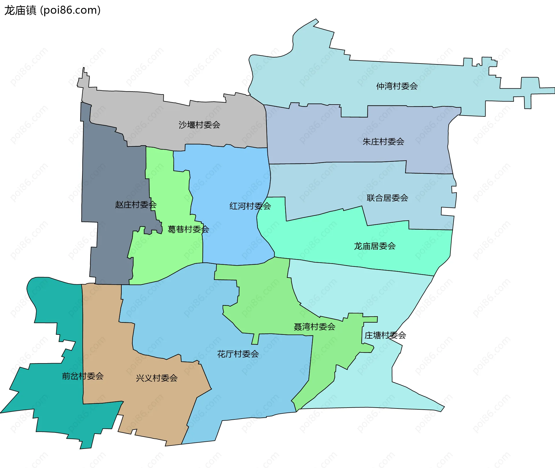 龙庙镇边界地图(五级行政区划)