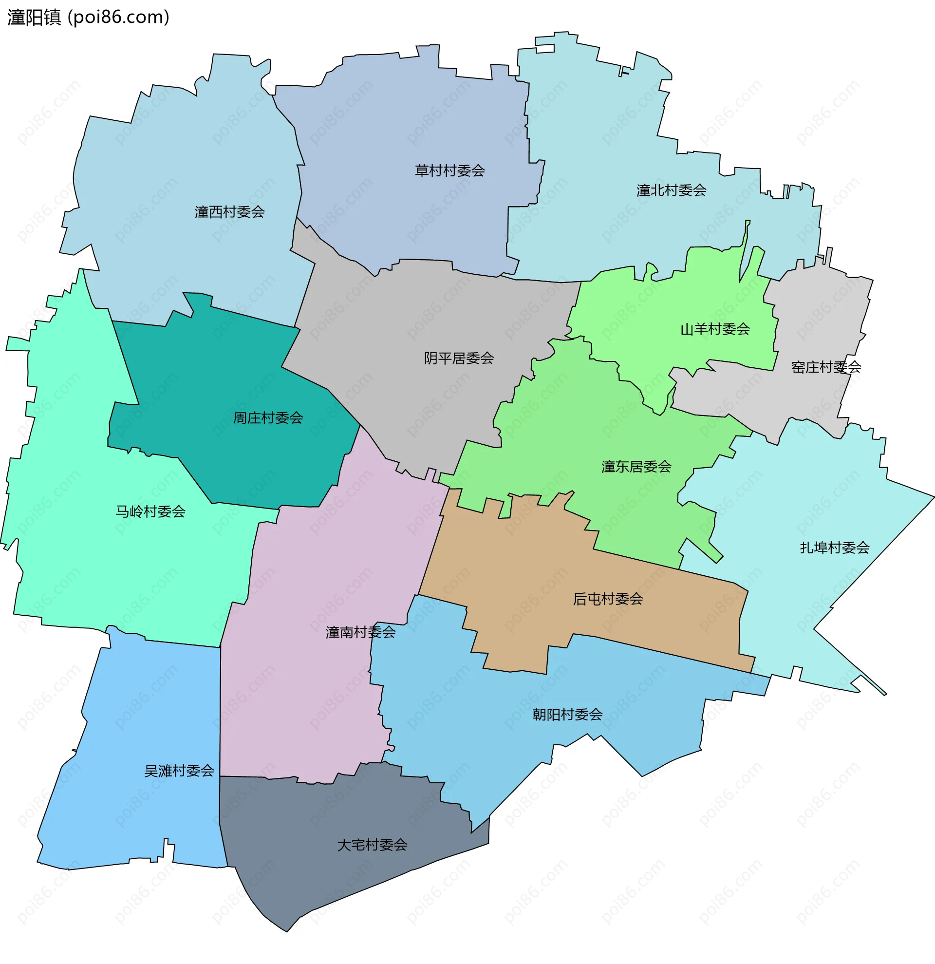 潼阳镇边界地图(五级行政区划)