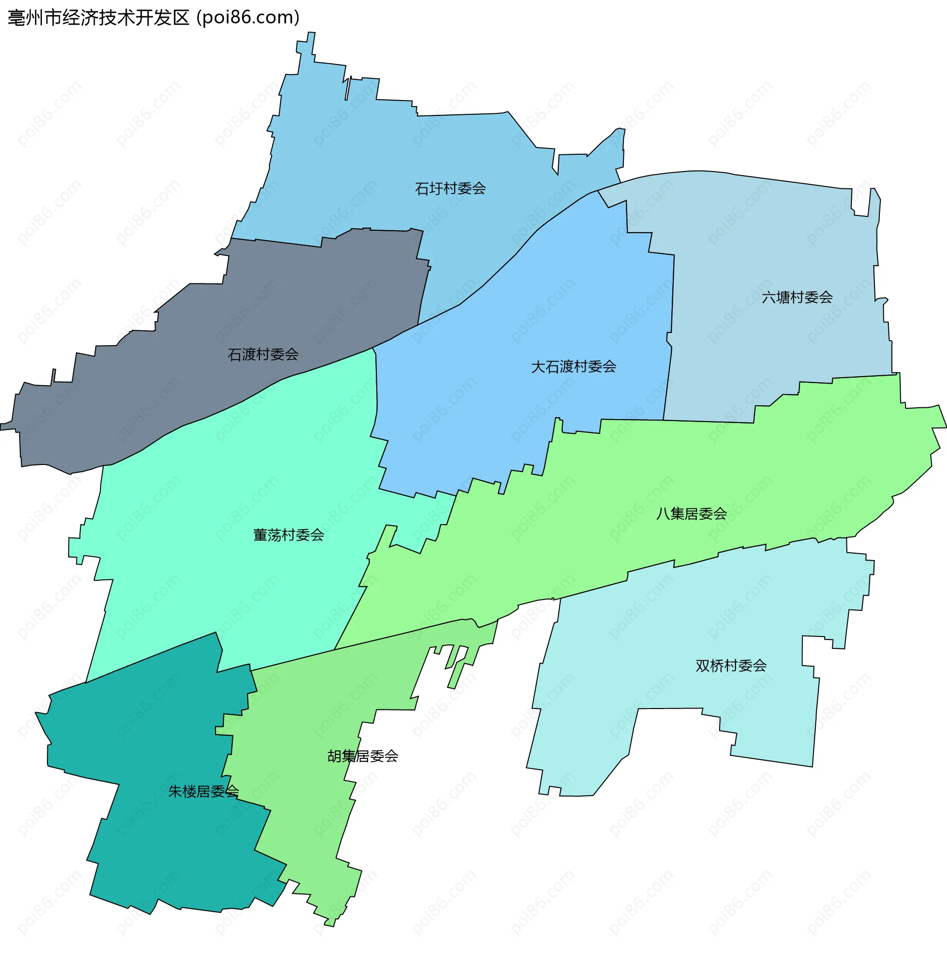 亳州市经济技术开发区边界地图(五级行政区划)