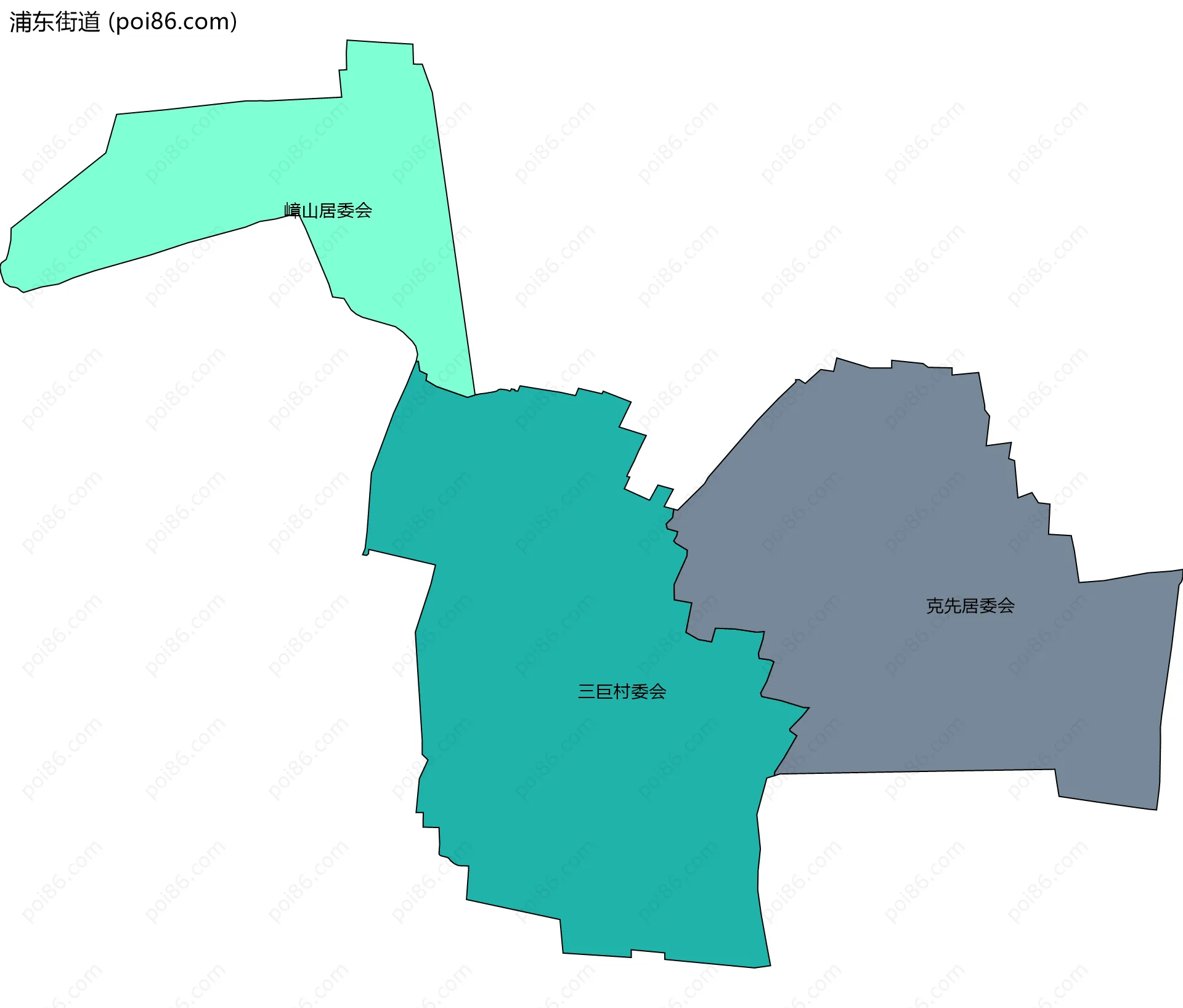 浦东街道边界地图(五级行政区划)