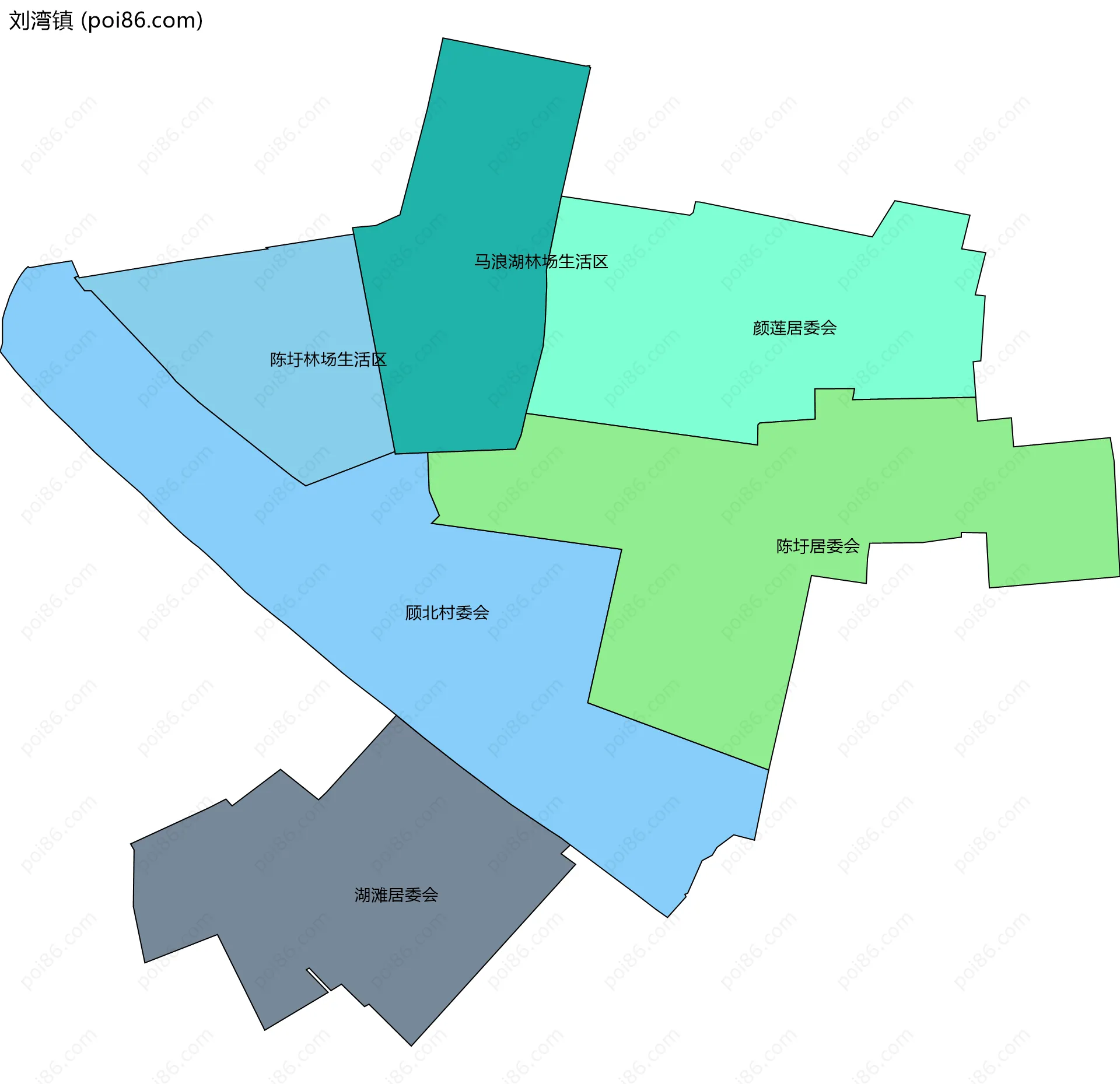 刘湾镇边界地图(五级行政区划)