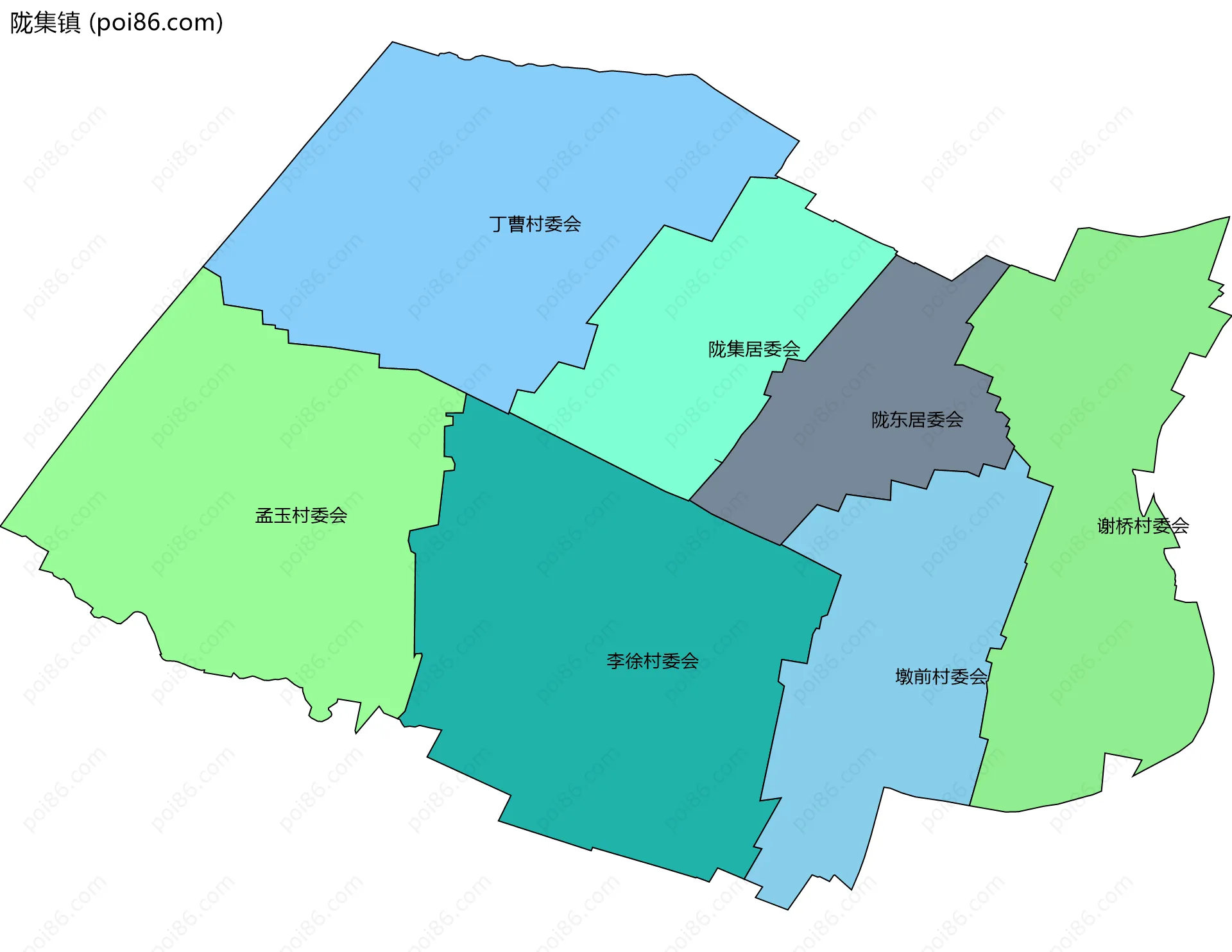 陇集镇边界地图(五级行政区划)