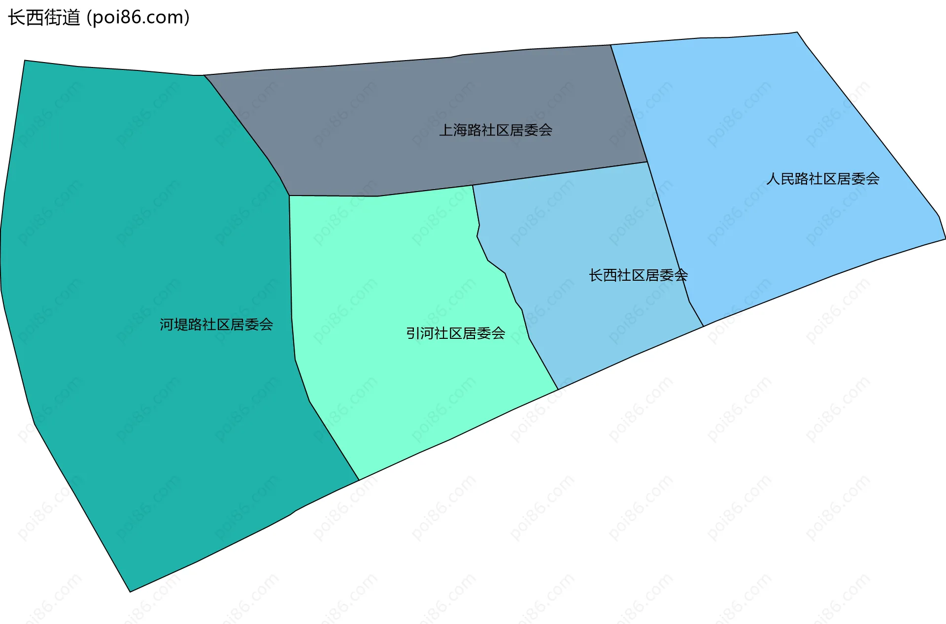 长西街道边界地图(五级行政区划)