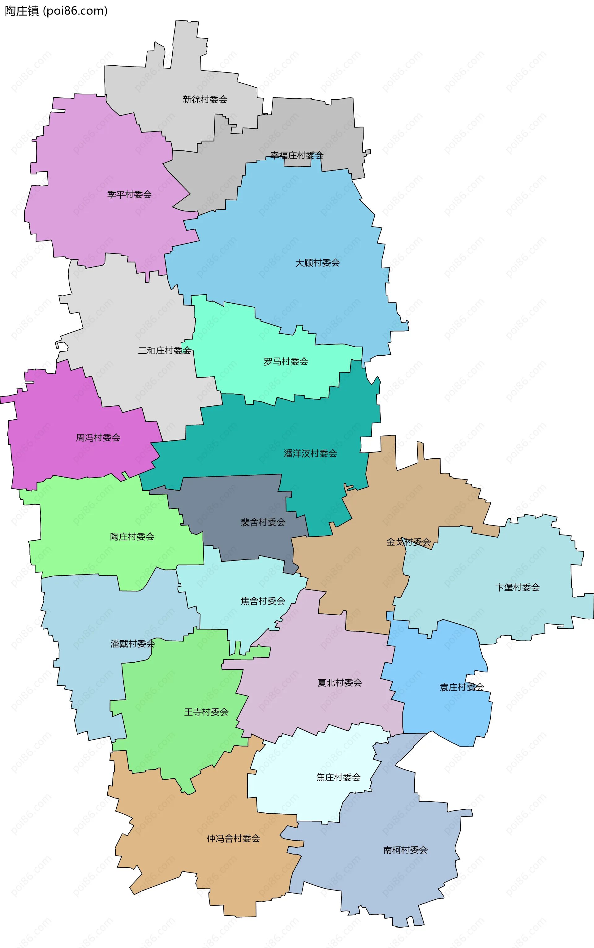 陶庄镇边界地图(五级行政区划)