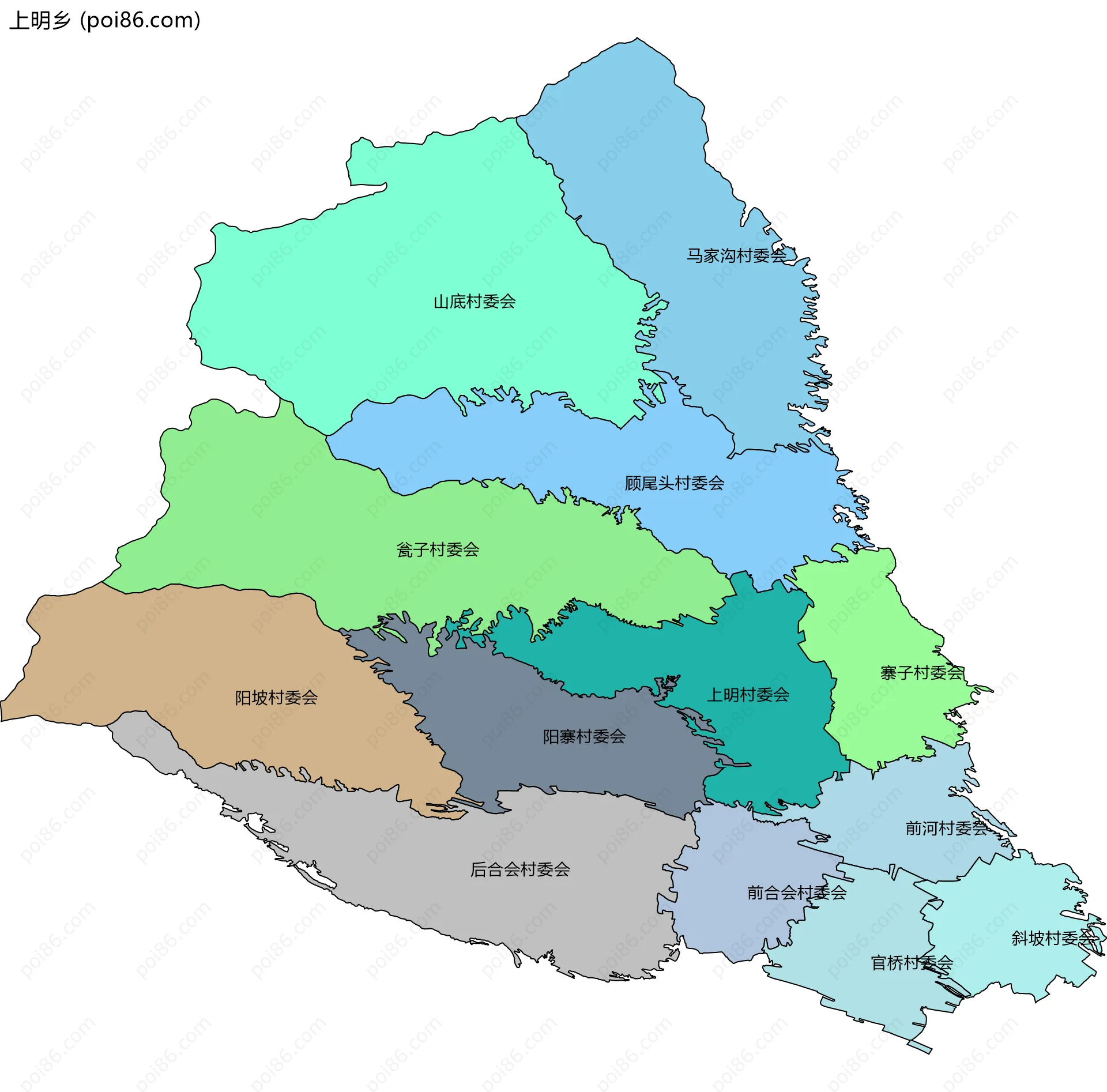 上明乡边界地图(五级行政区划)