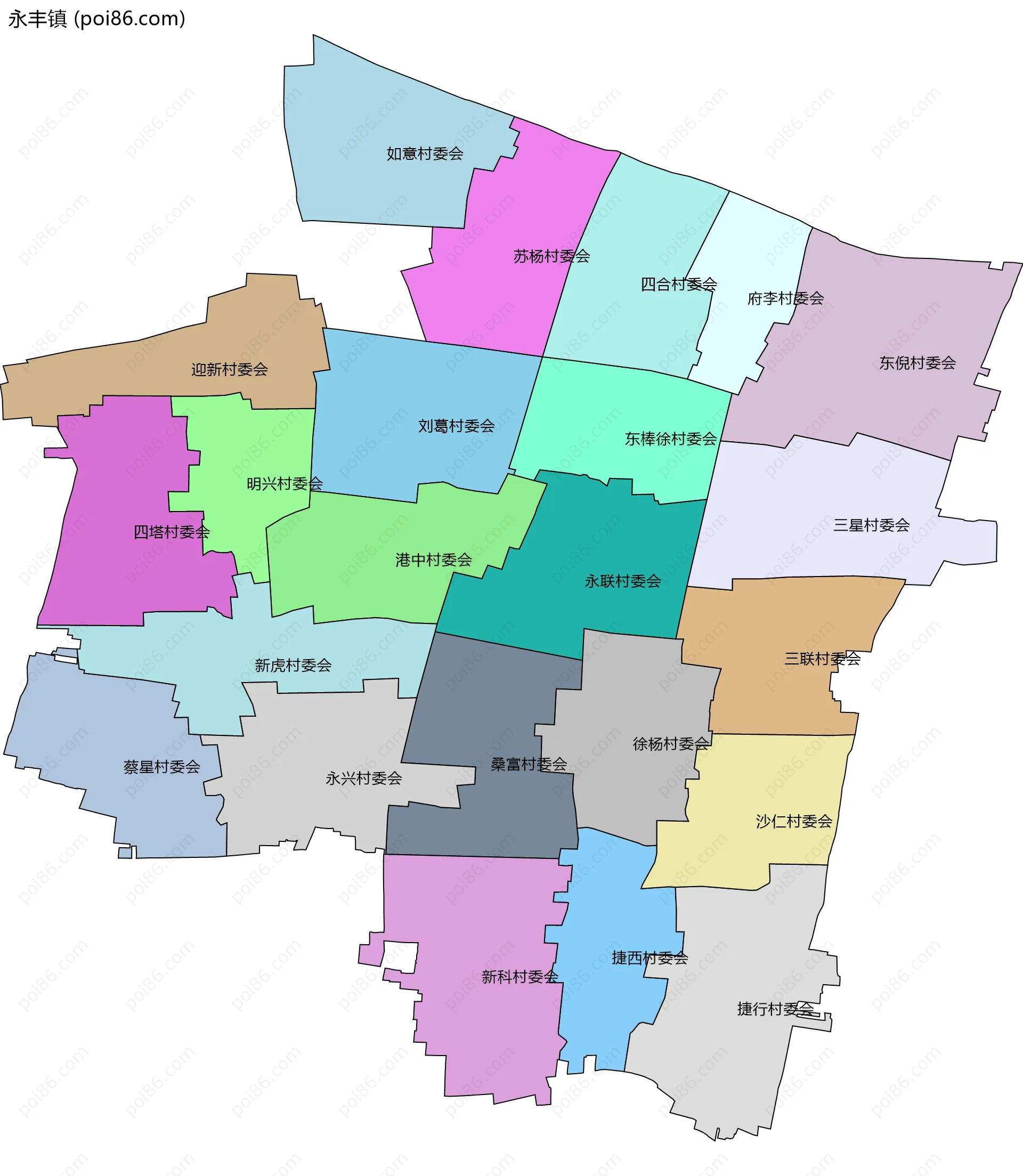 永丰镇边界地图(五级行政区划)