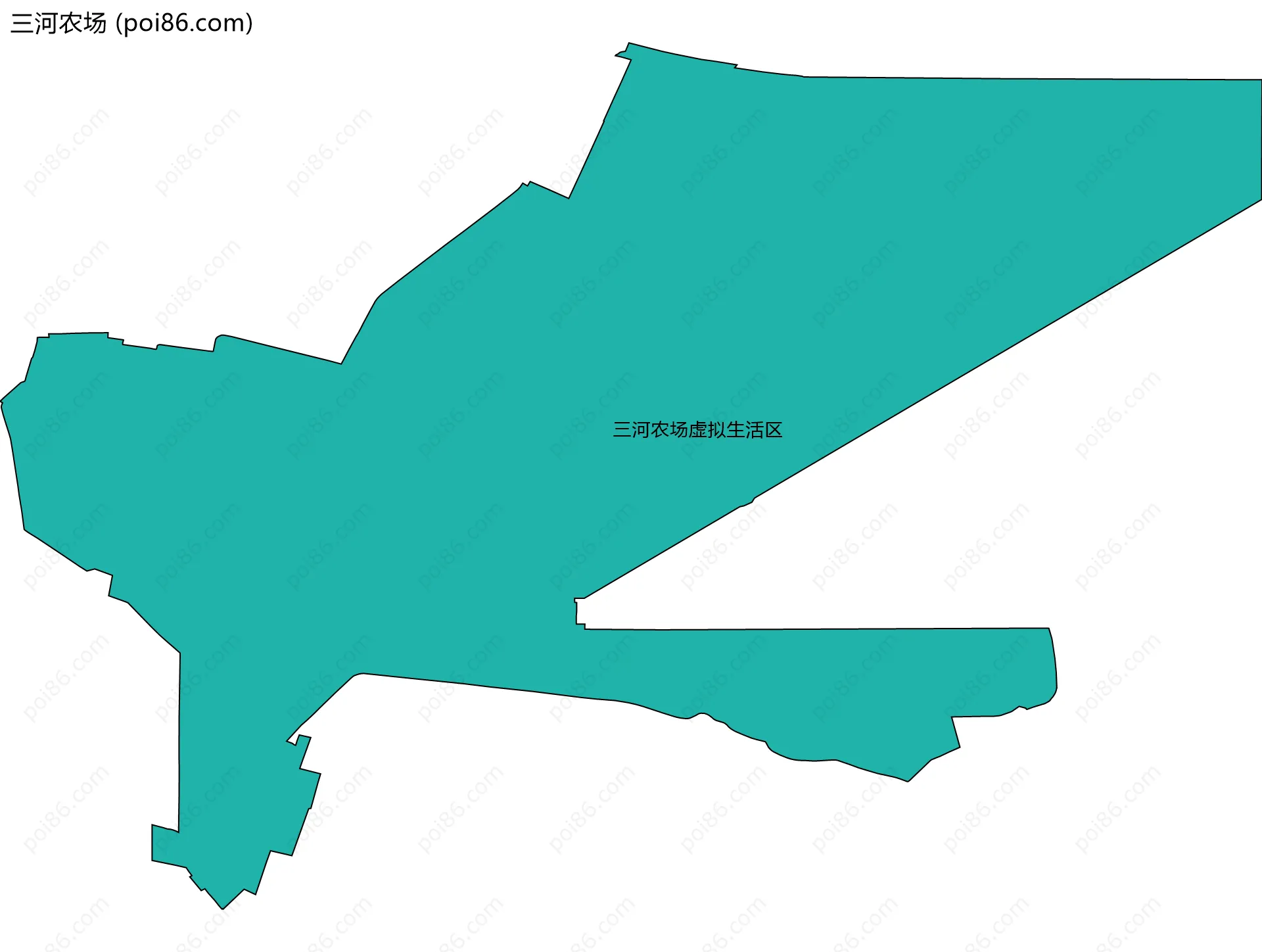 三河农场边界地图(五级行政区划)