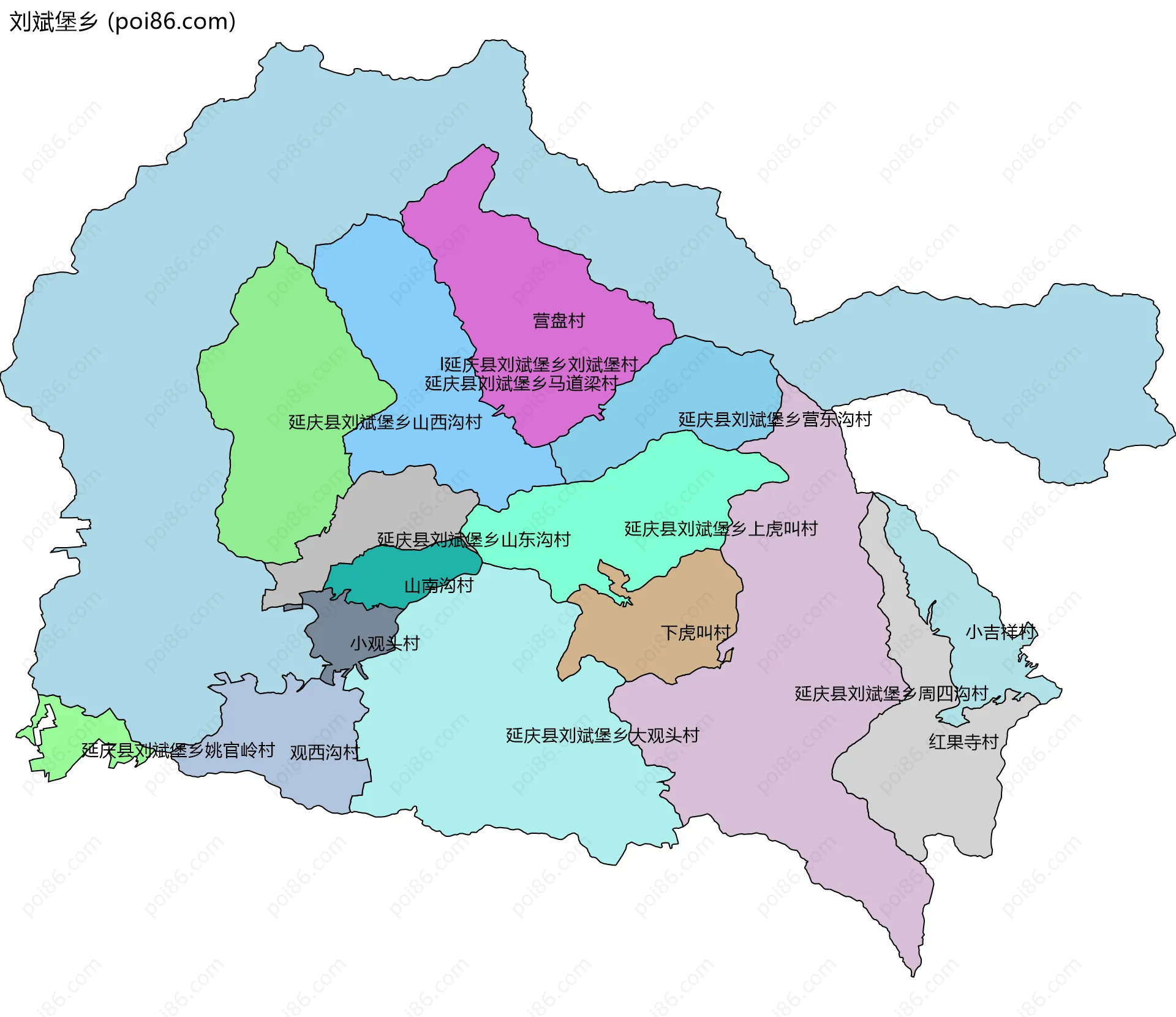 刘斌堡乡边界地图(五级行政区划)