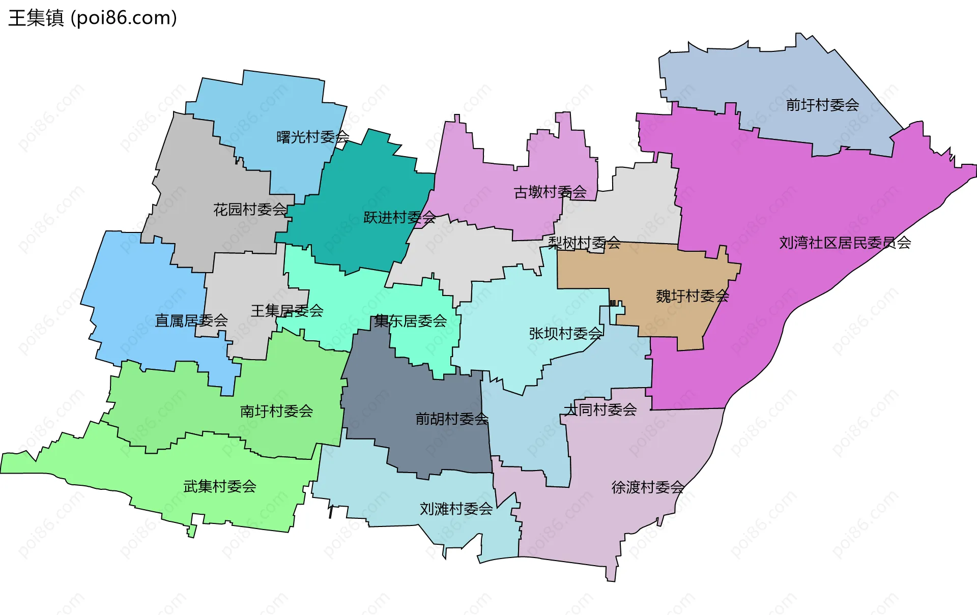 王集镇边界地图(五级行政区划)