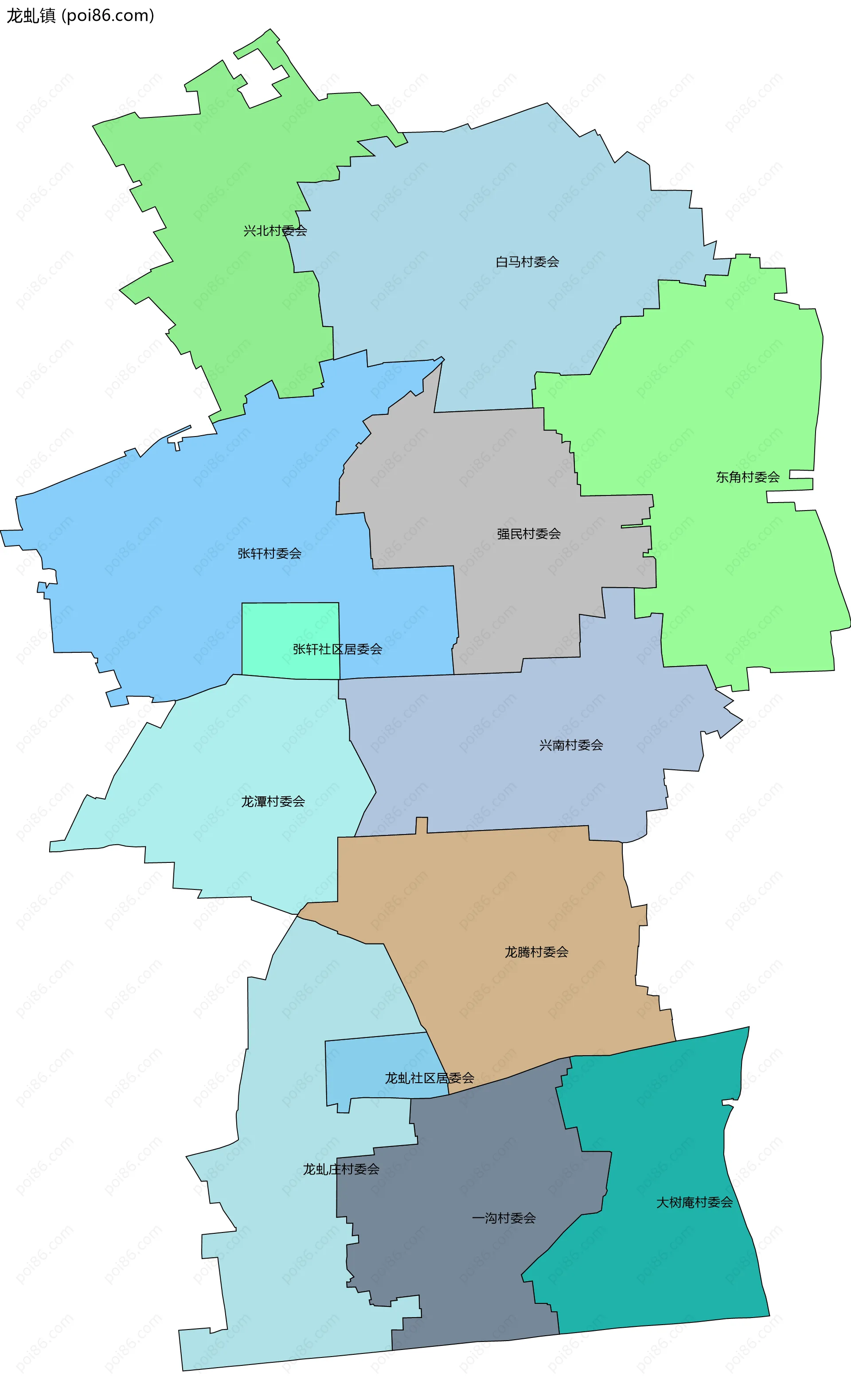 龙虬镇边界地图(五级行政区划)