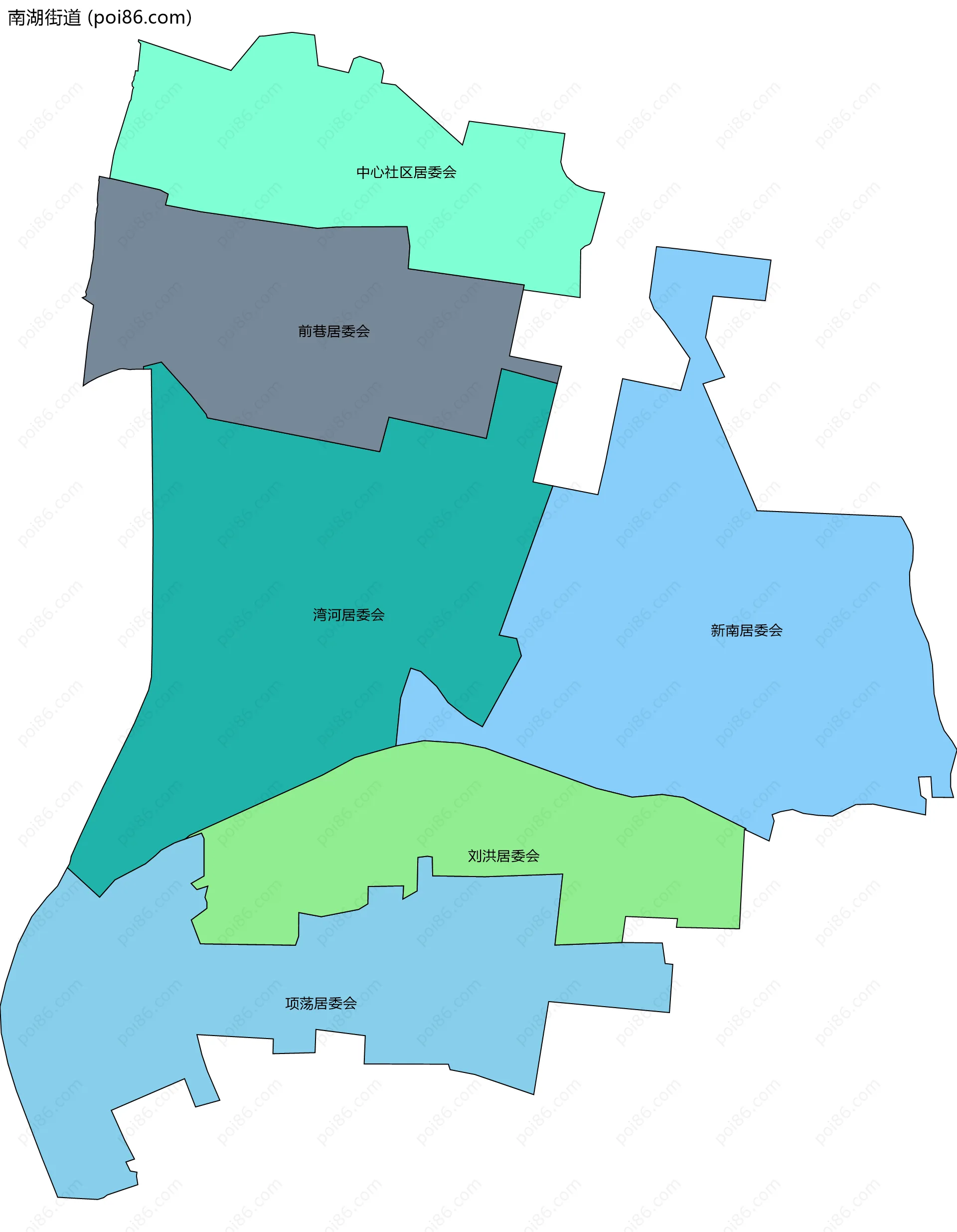 南湖街道边界地图(五级行政区划)
