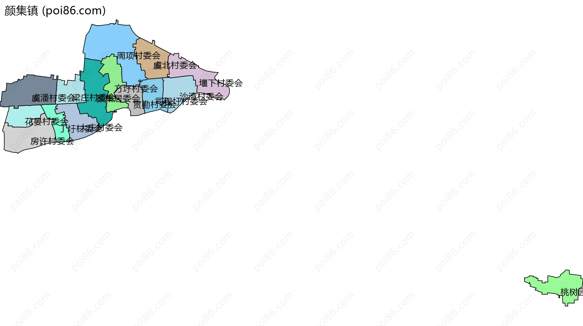 颜集镇边界地图(五级行政区划)