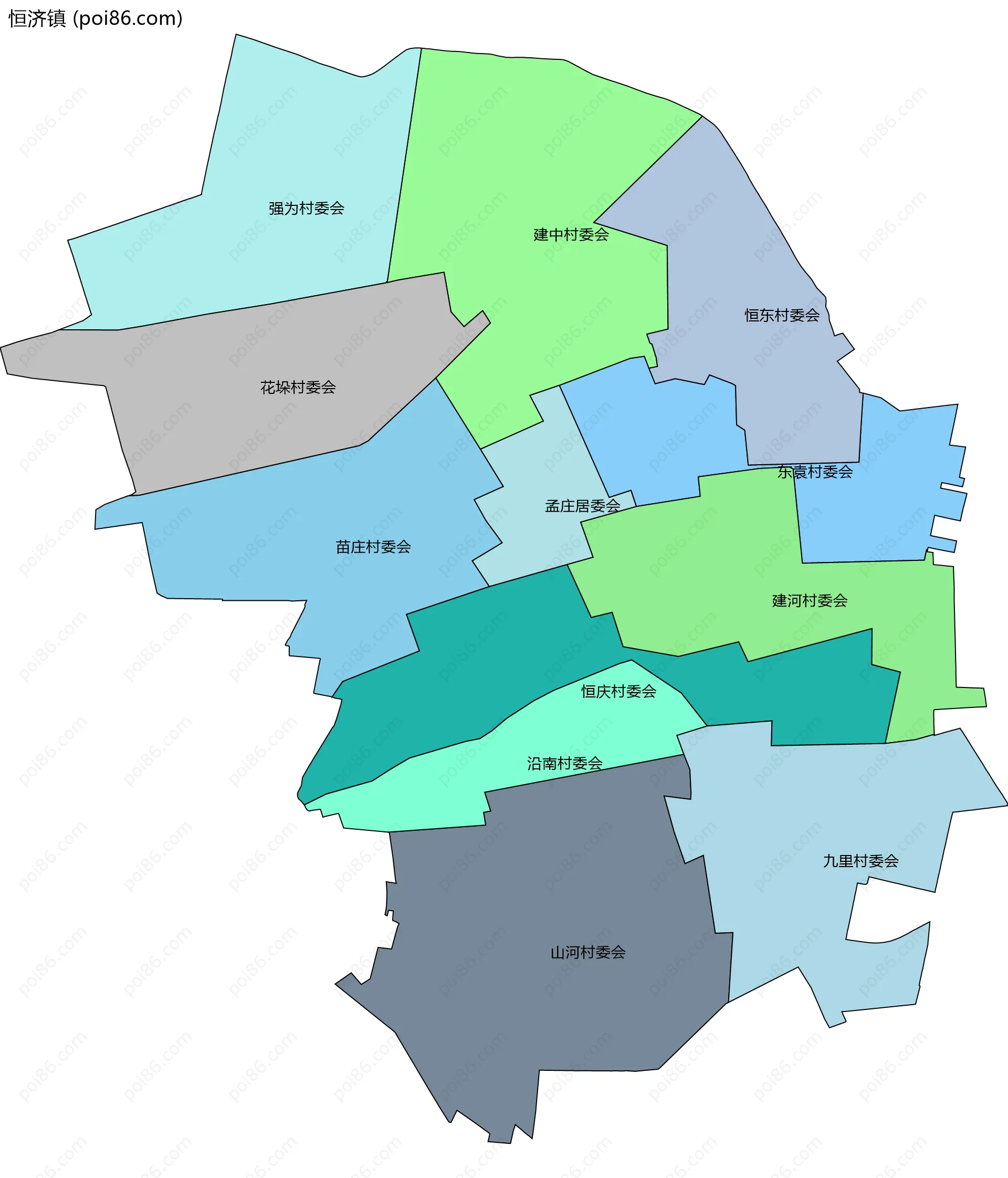 恒济镇边界地图(五级行政区划)