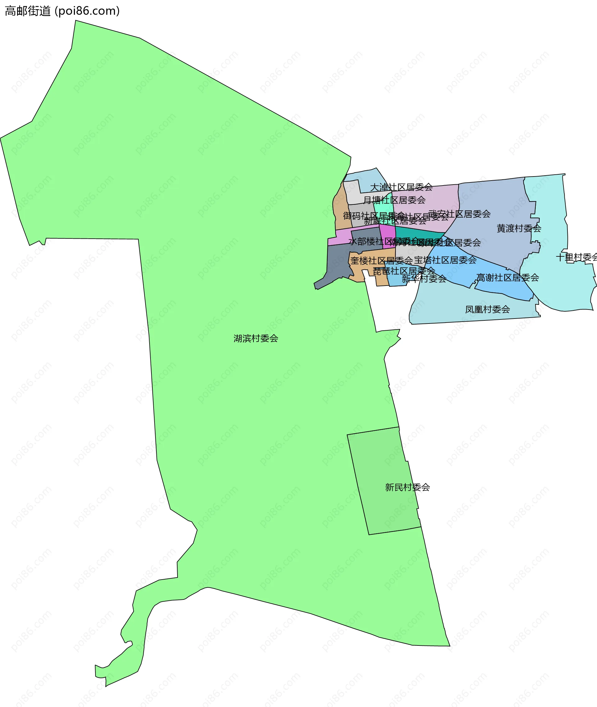 高邮街道边界地图(五级行政区划)