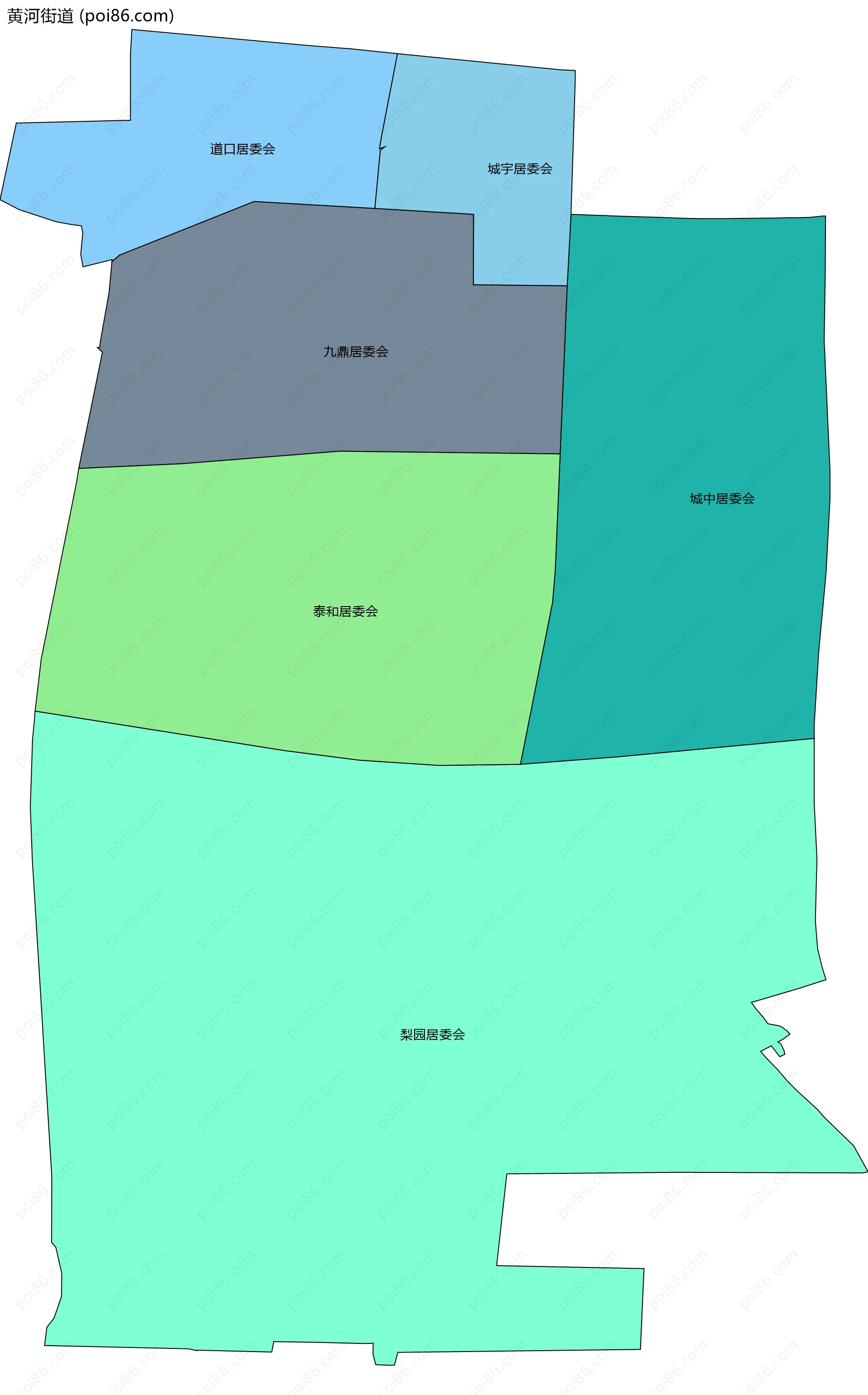 黄河街道边界地图(五级行政区划)