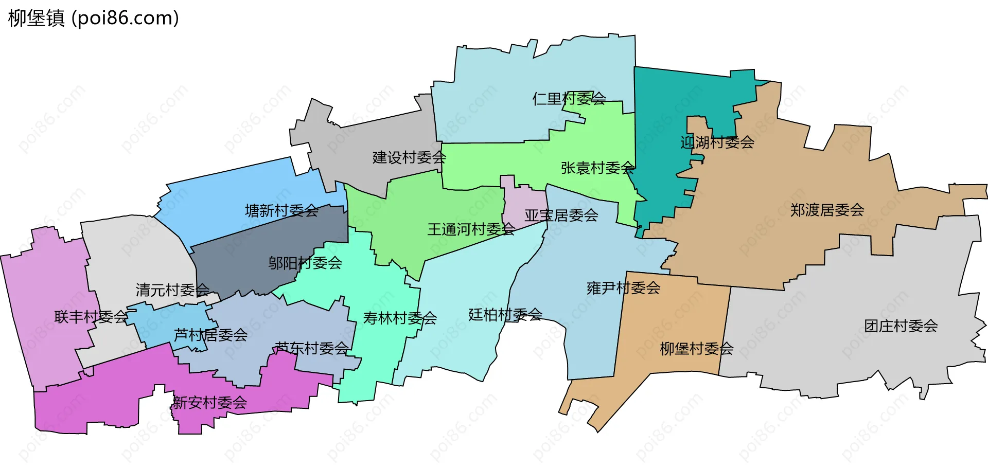 柳堡镇边界地图(五级行政区划)