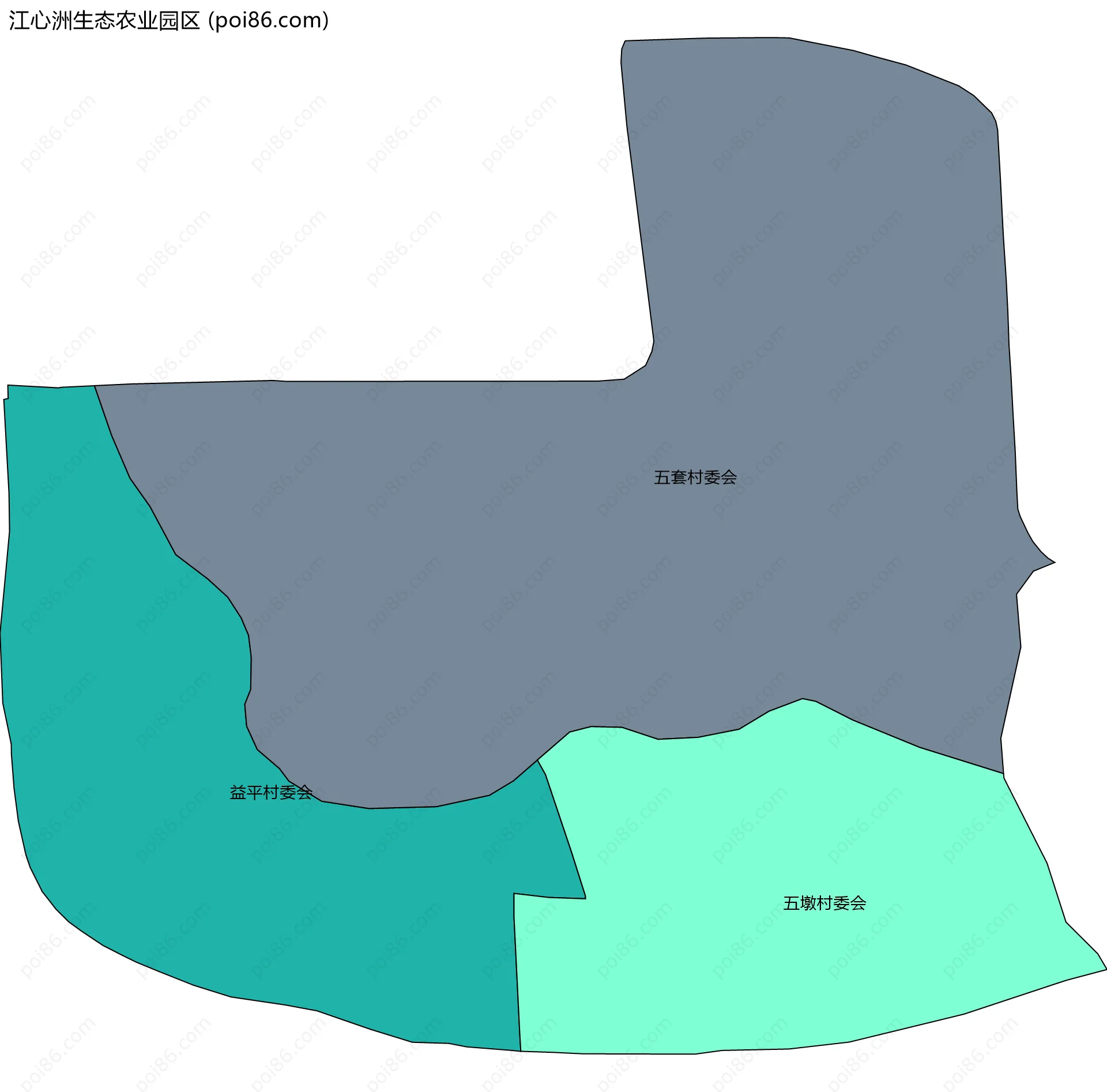 江心洲生态农业园区边界地图(五级行政区划)
