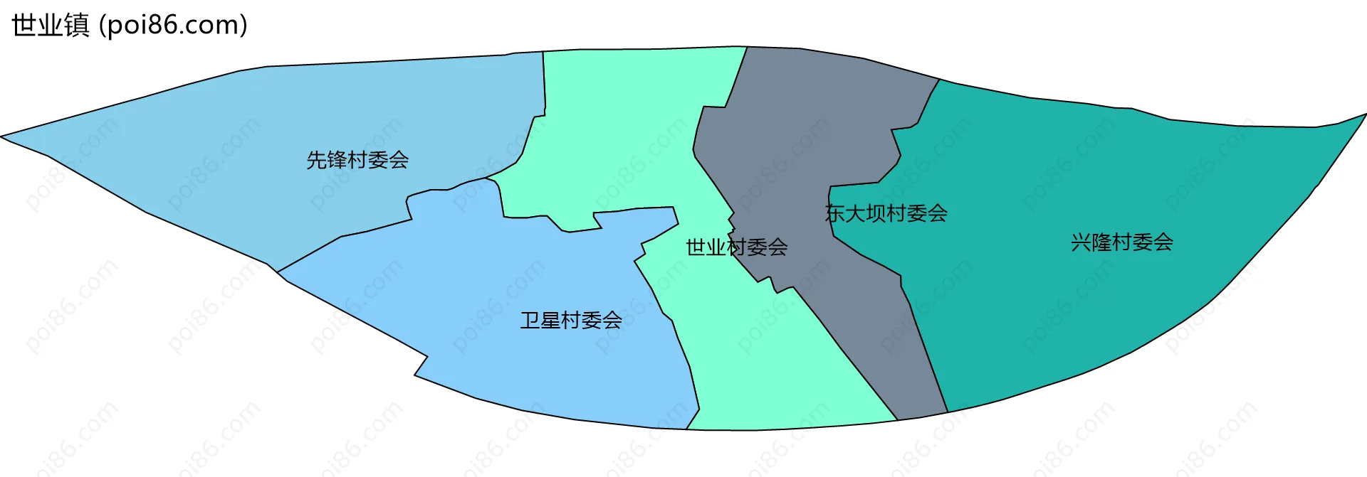 世业镇边界地图(五级行政区划)