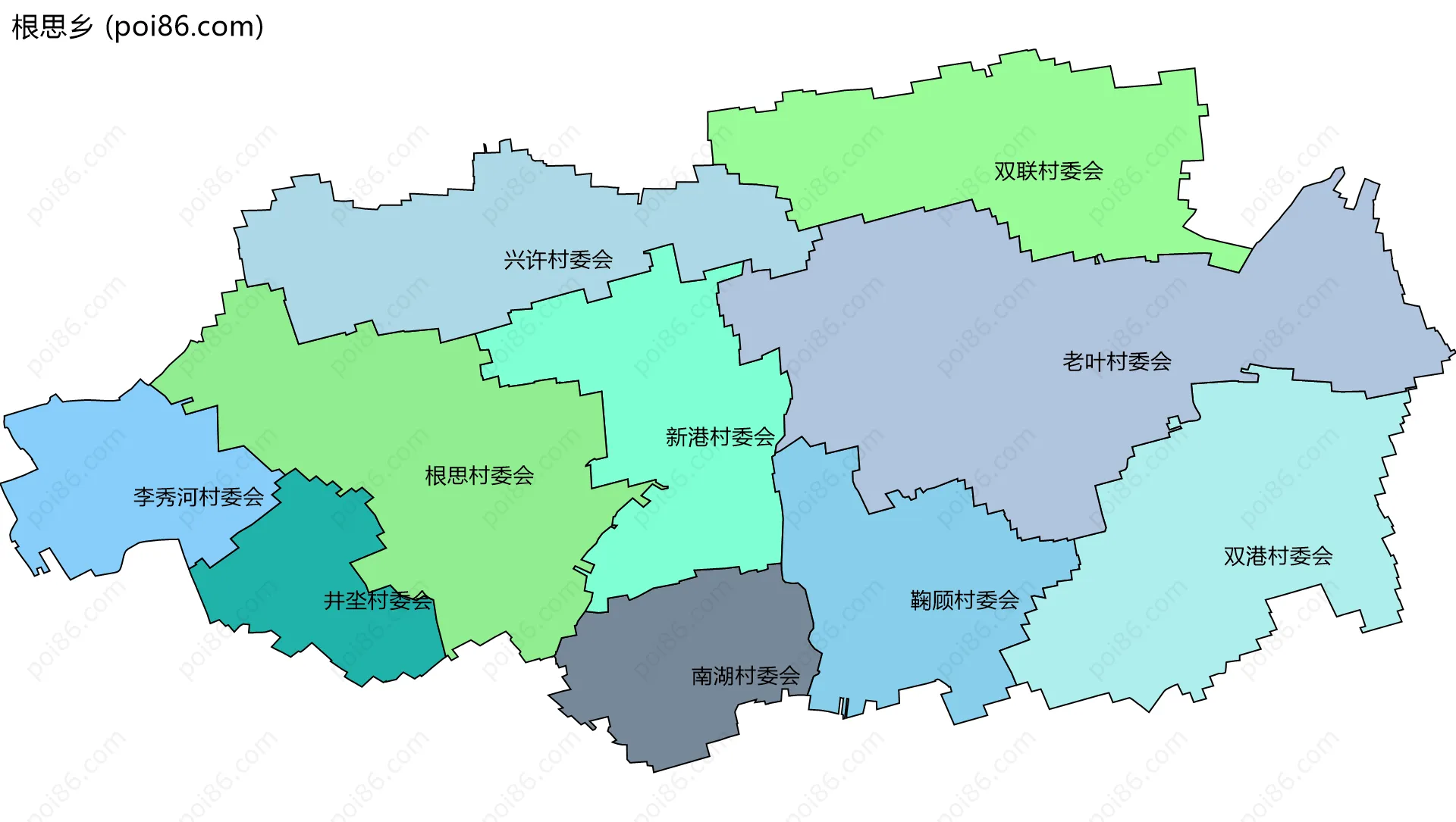 根思乡边界地图(五级行政区划)