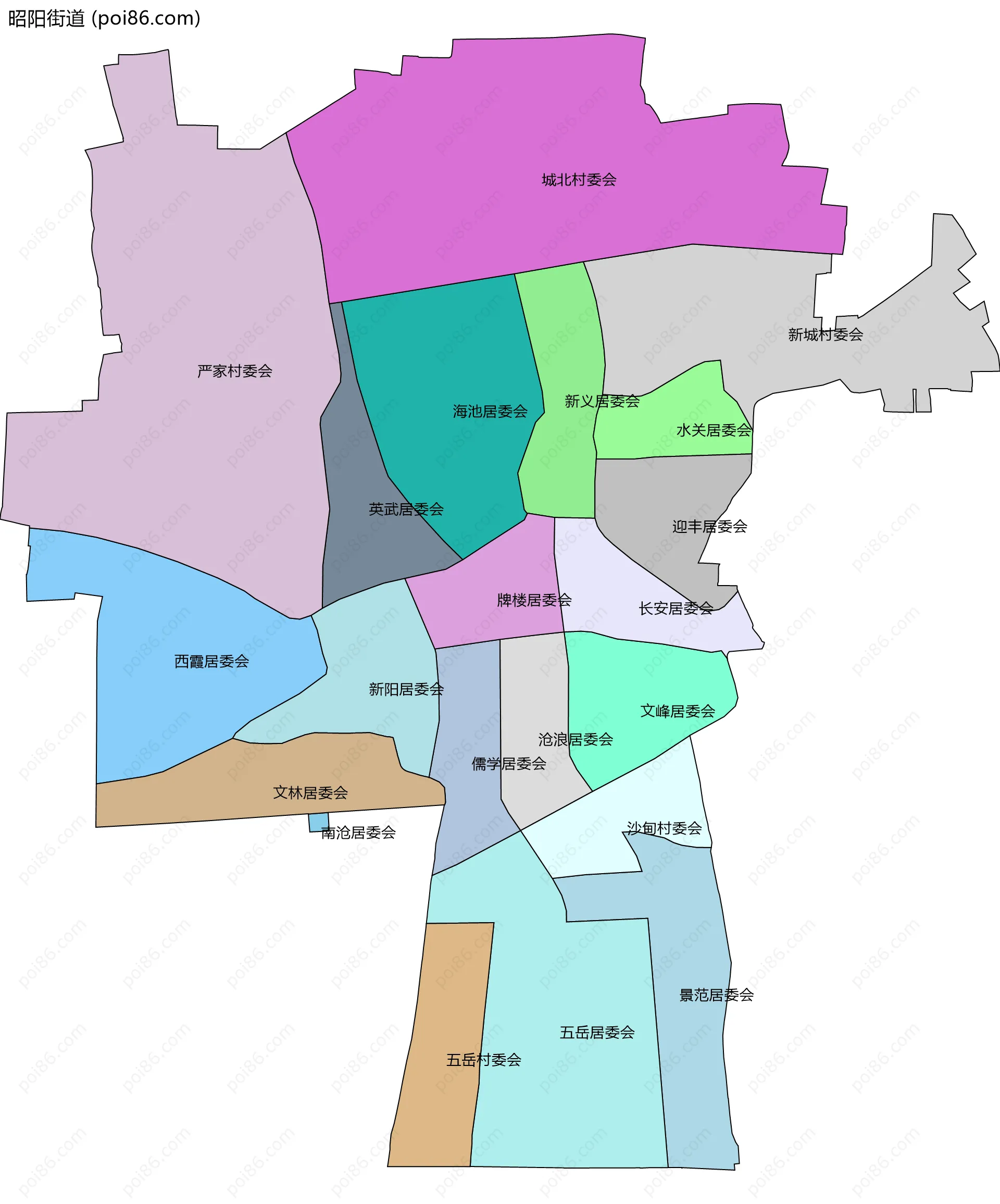 昭阳街道边界地图(五级行政区划)