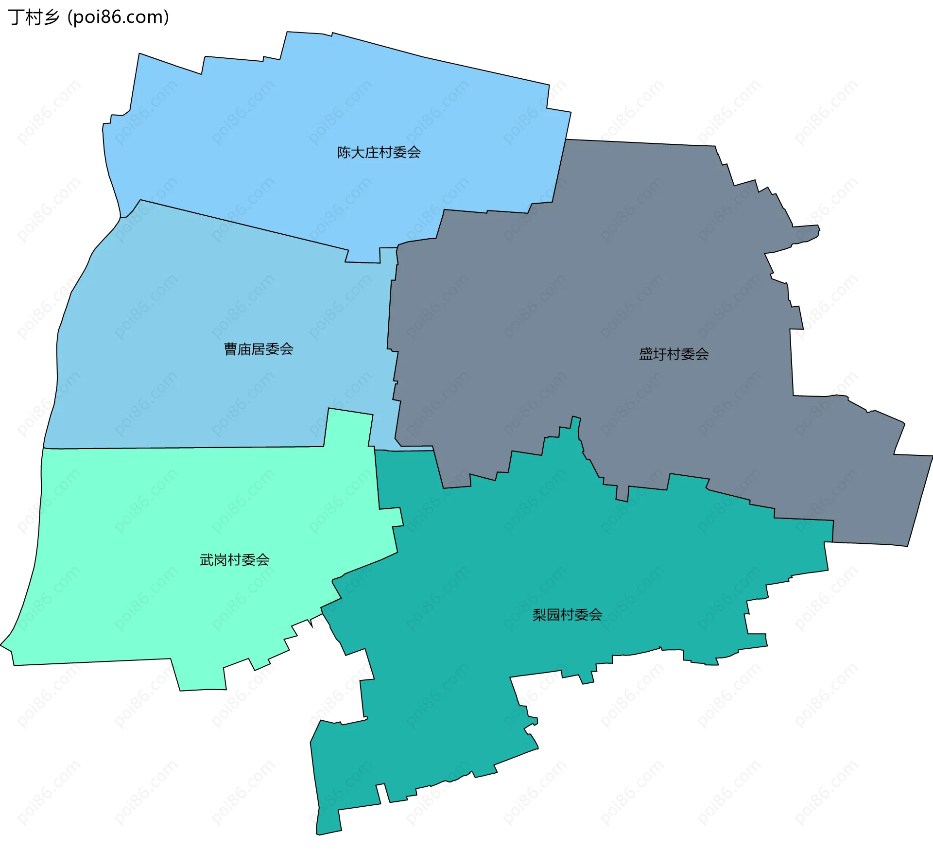 丁村乡边界地图(五级行政区划)
