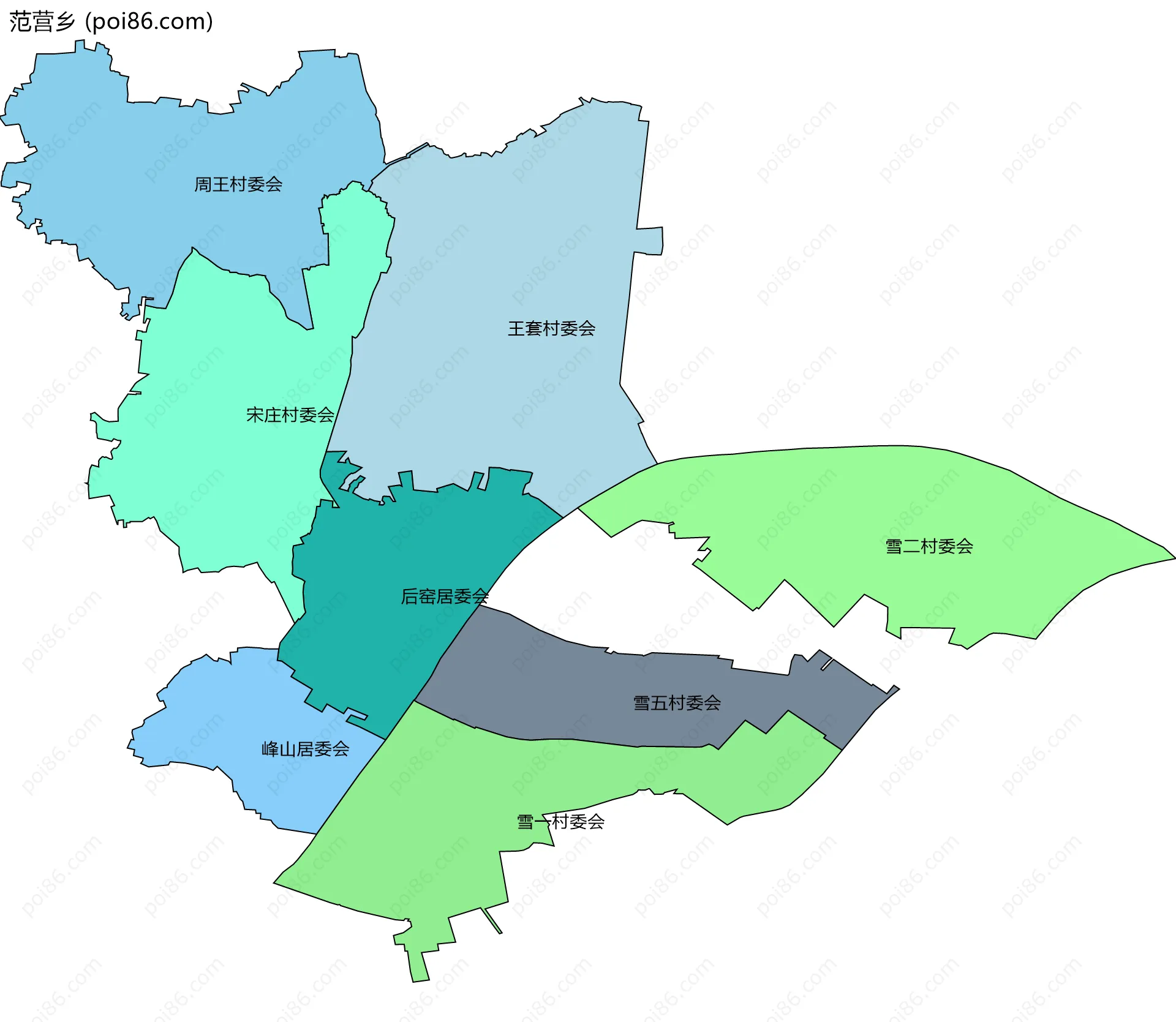 范营乡边界地图(五级行政区划)