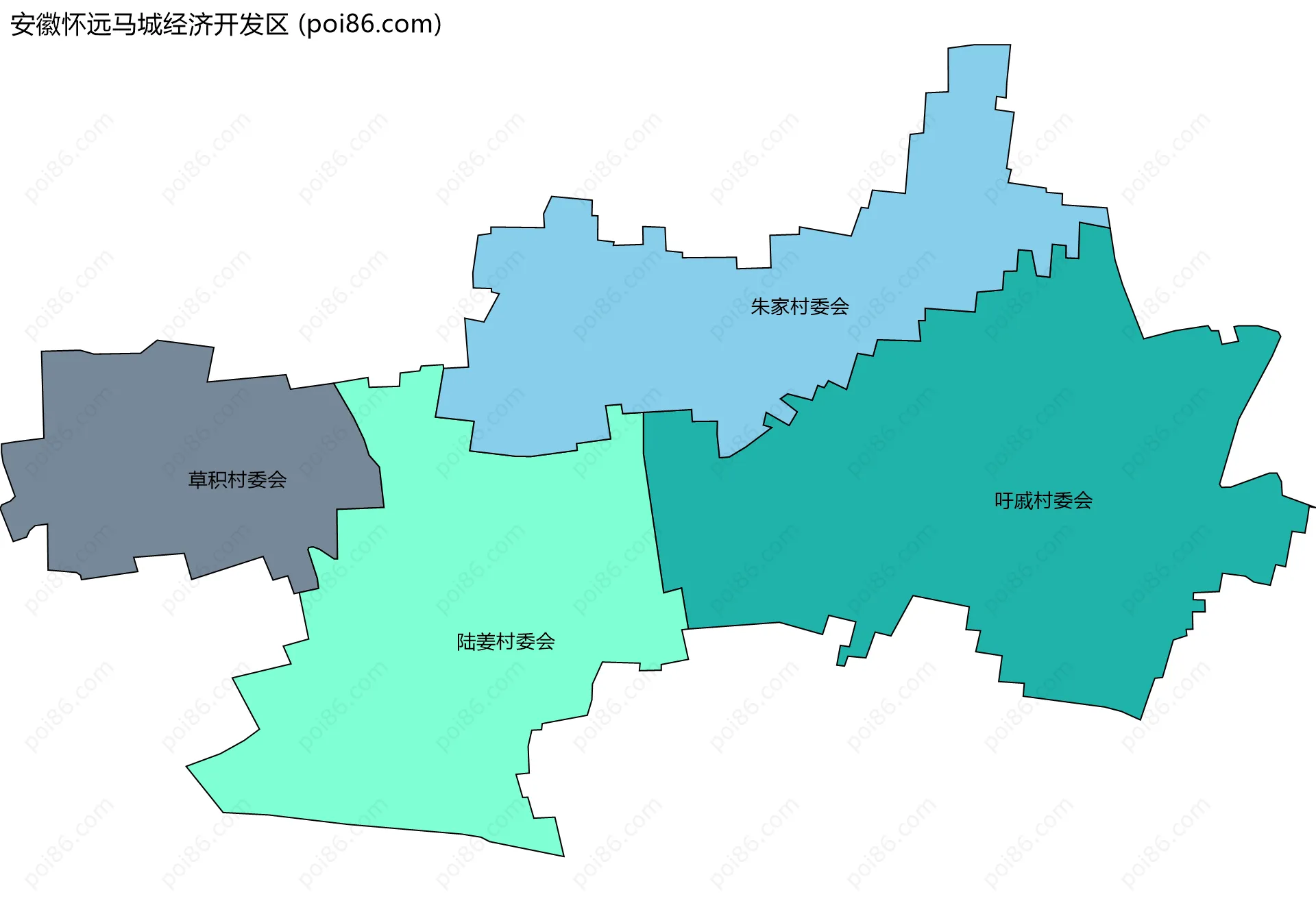 安徽怀远马城经济开发区边界地图(五级行政区划)