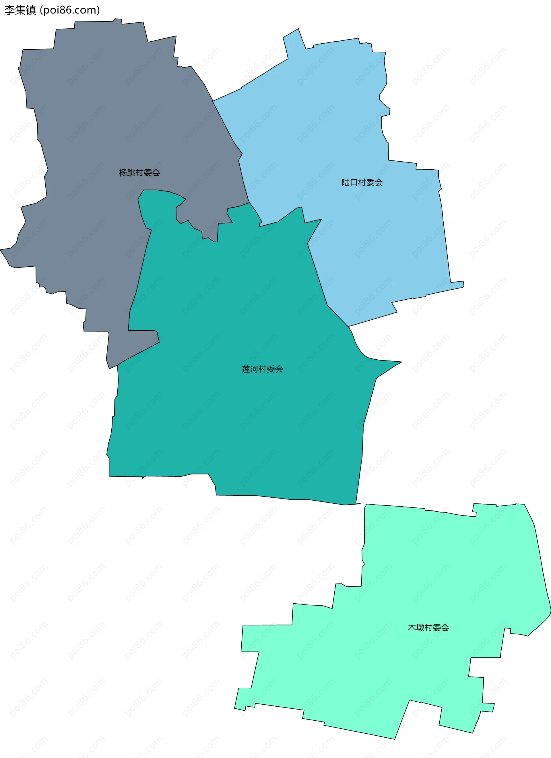 李集镇边界地图(五级行政区划)