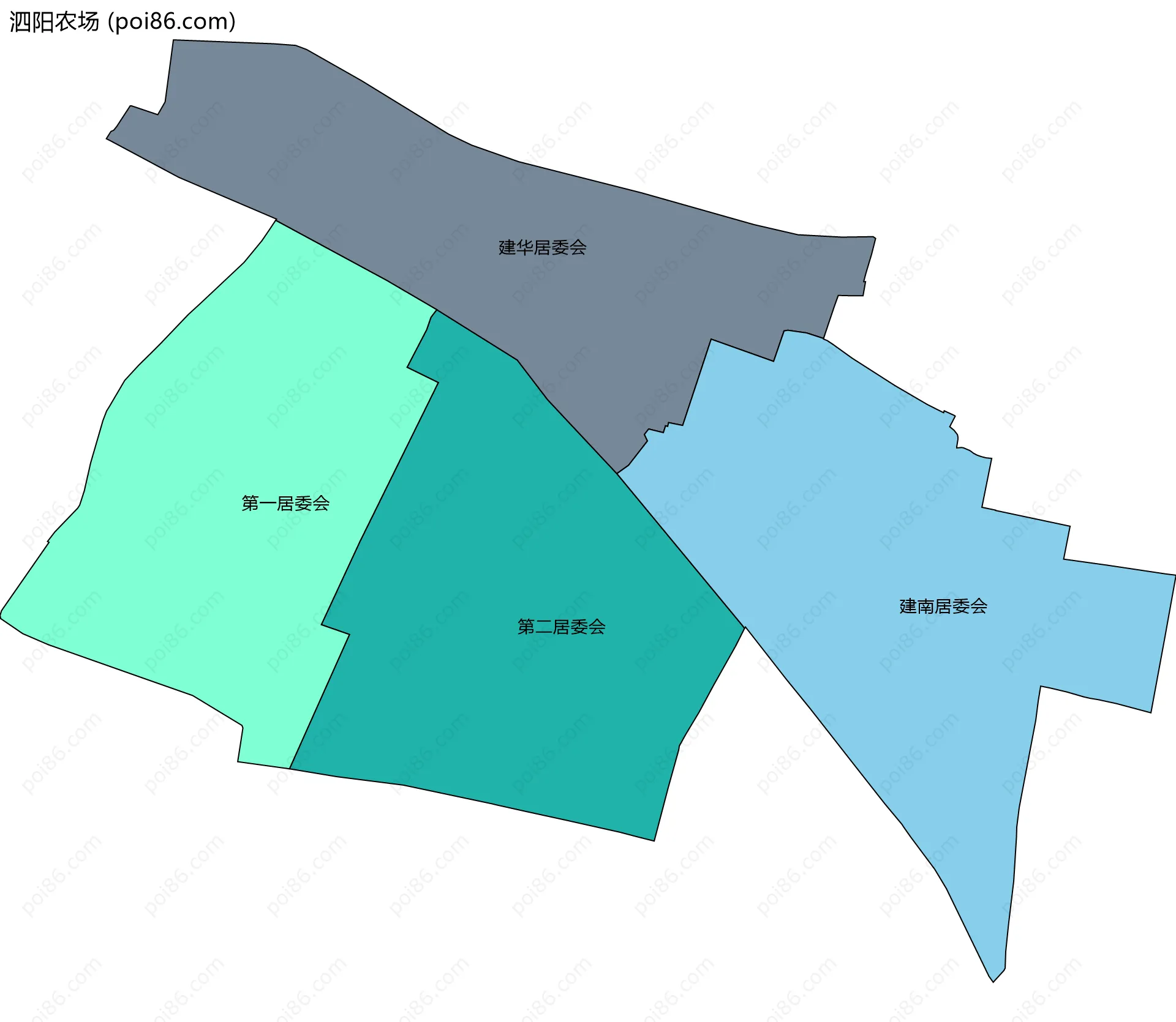 泗阳农场边界地图(五级行政区划)