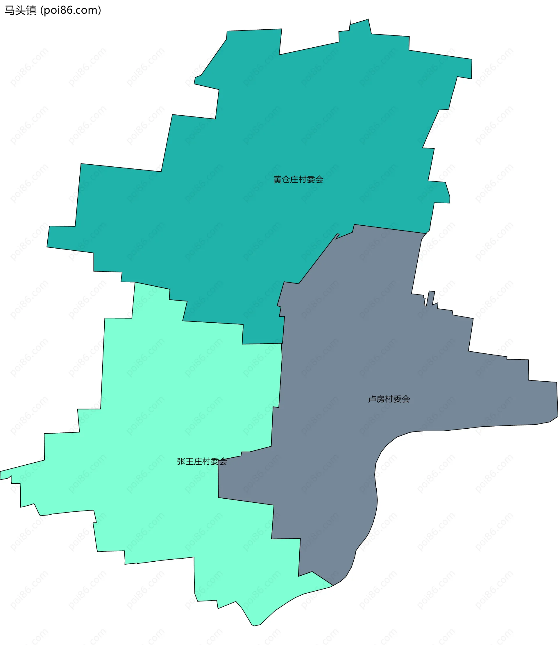马头镇边界地图(五级行政区划)