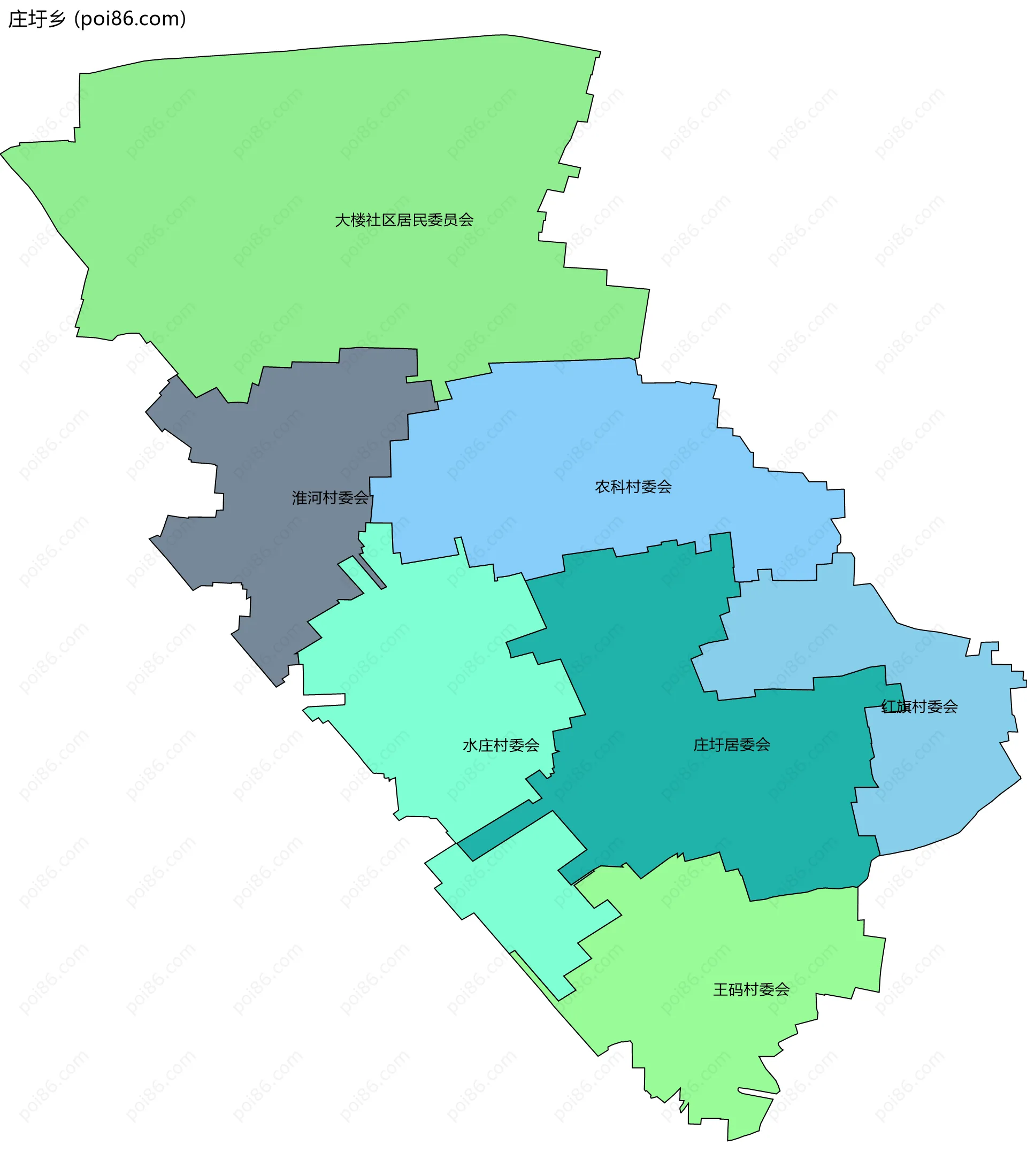 庄圩乡边界地图(五级行政区划)