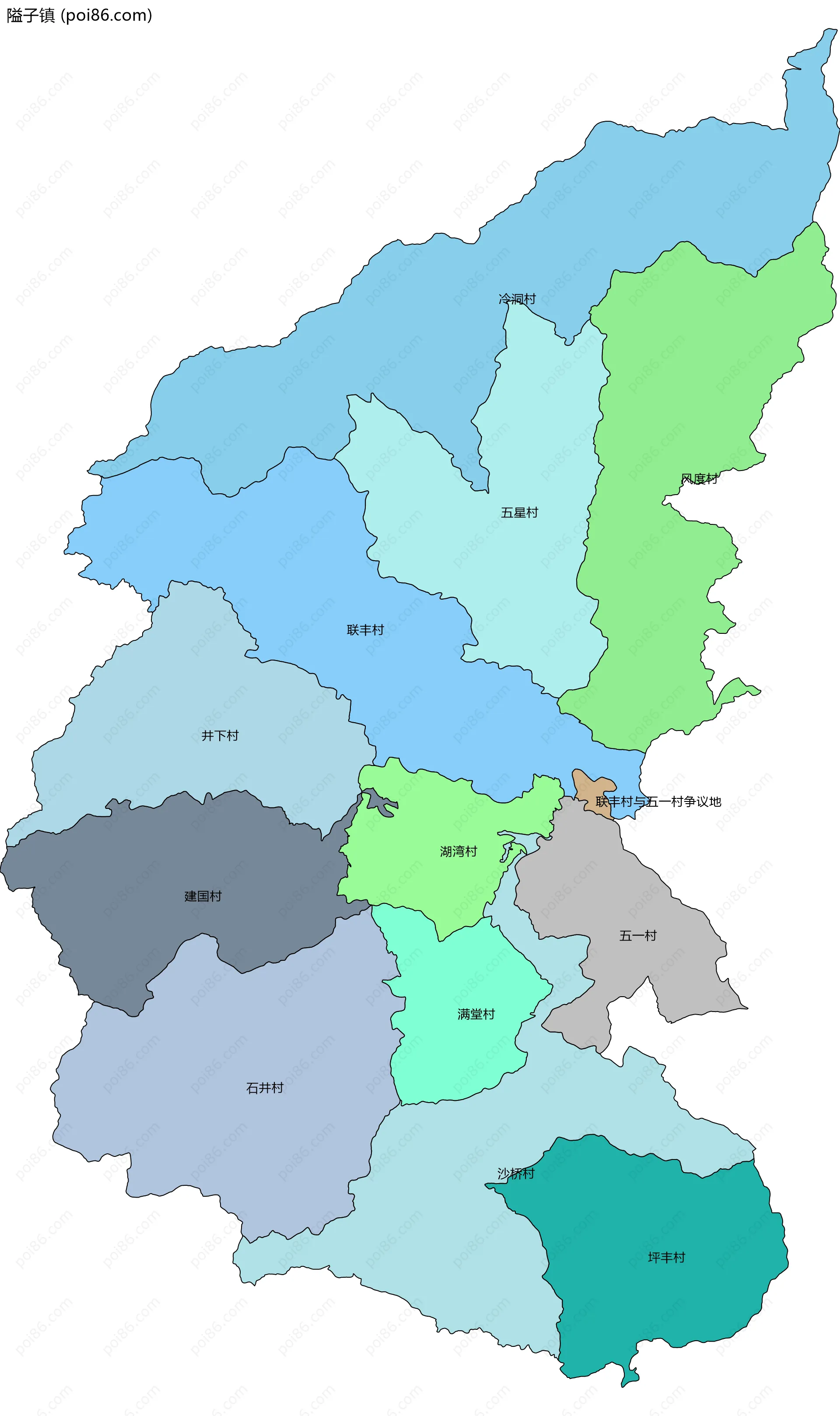 隘子镇边界地图(五级行政区划)