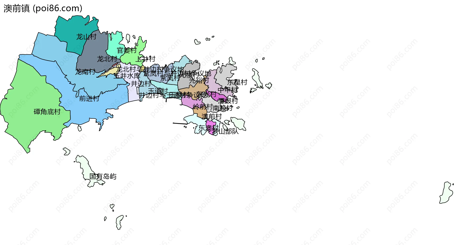 澳前镇边界地图(五级行政区划)