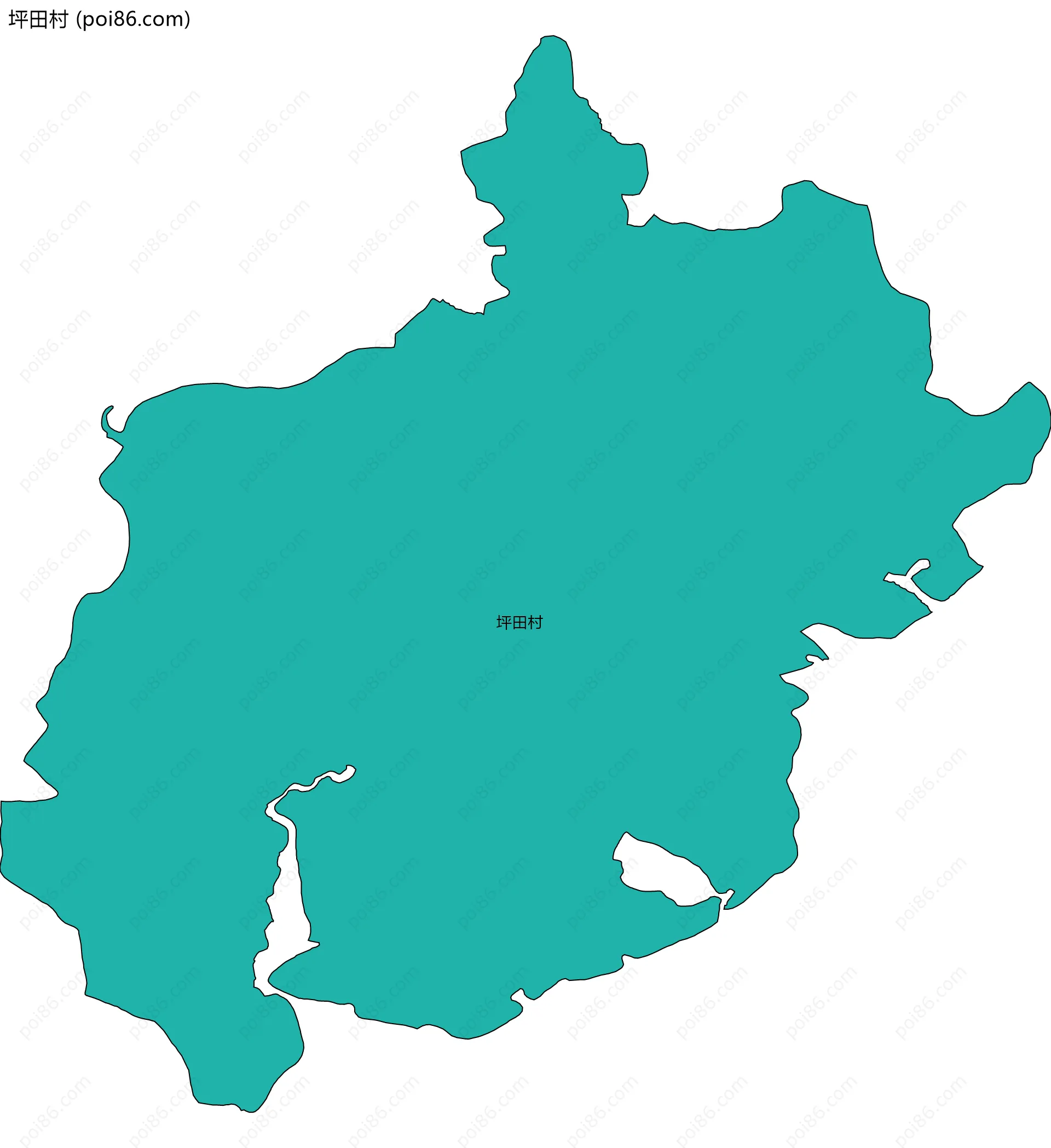 坪田村边界地图