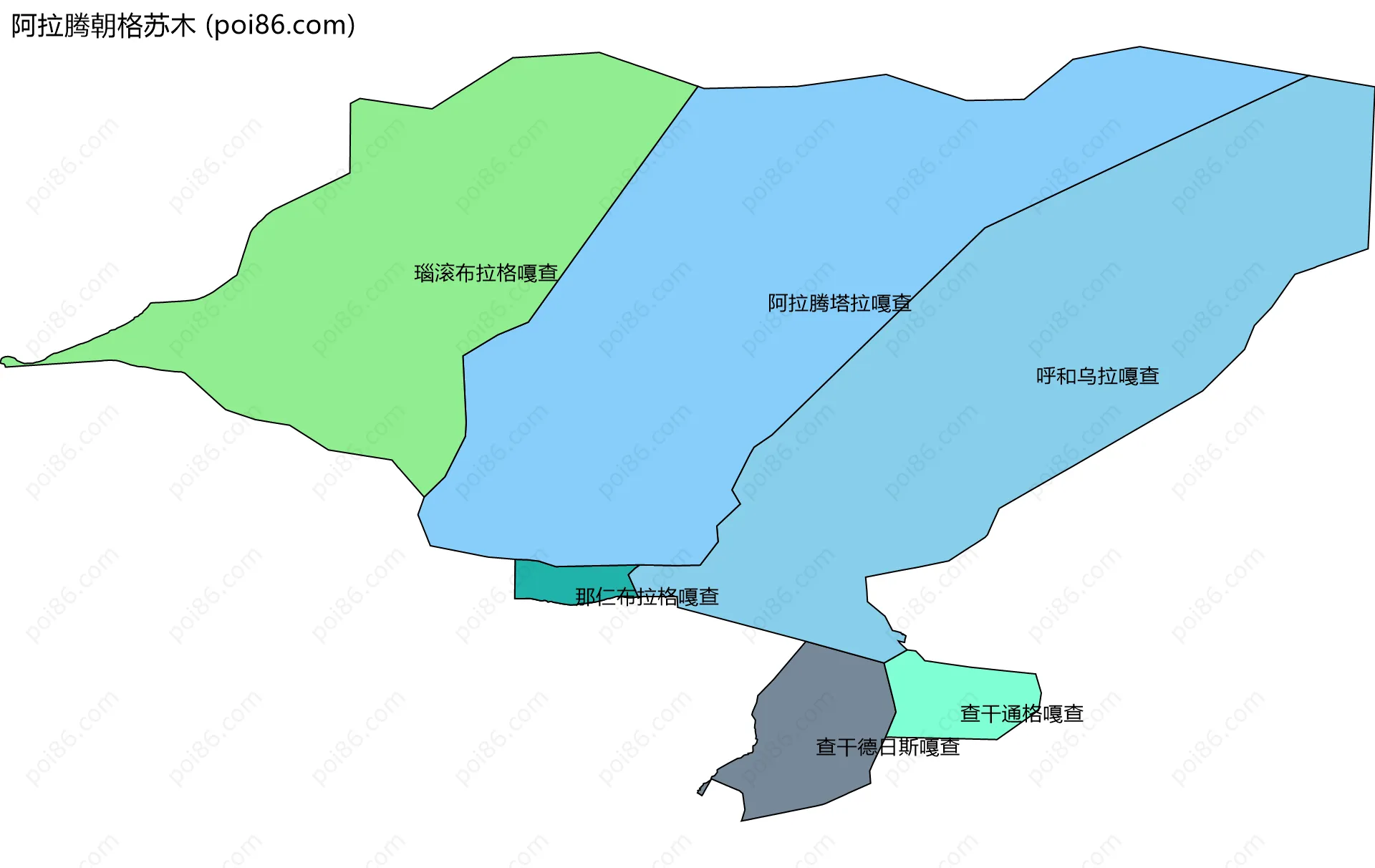 阿拉腾朝格苏木边界地图(五级行政区划)