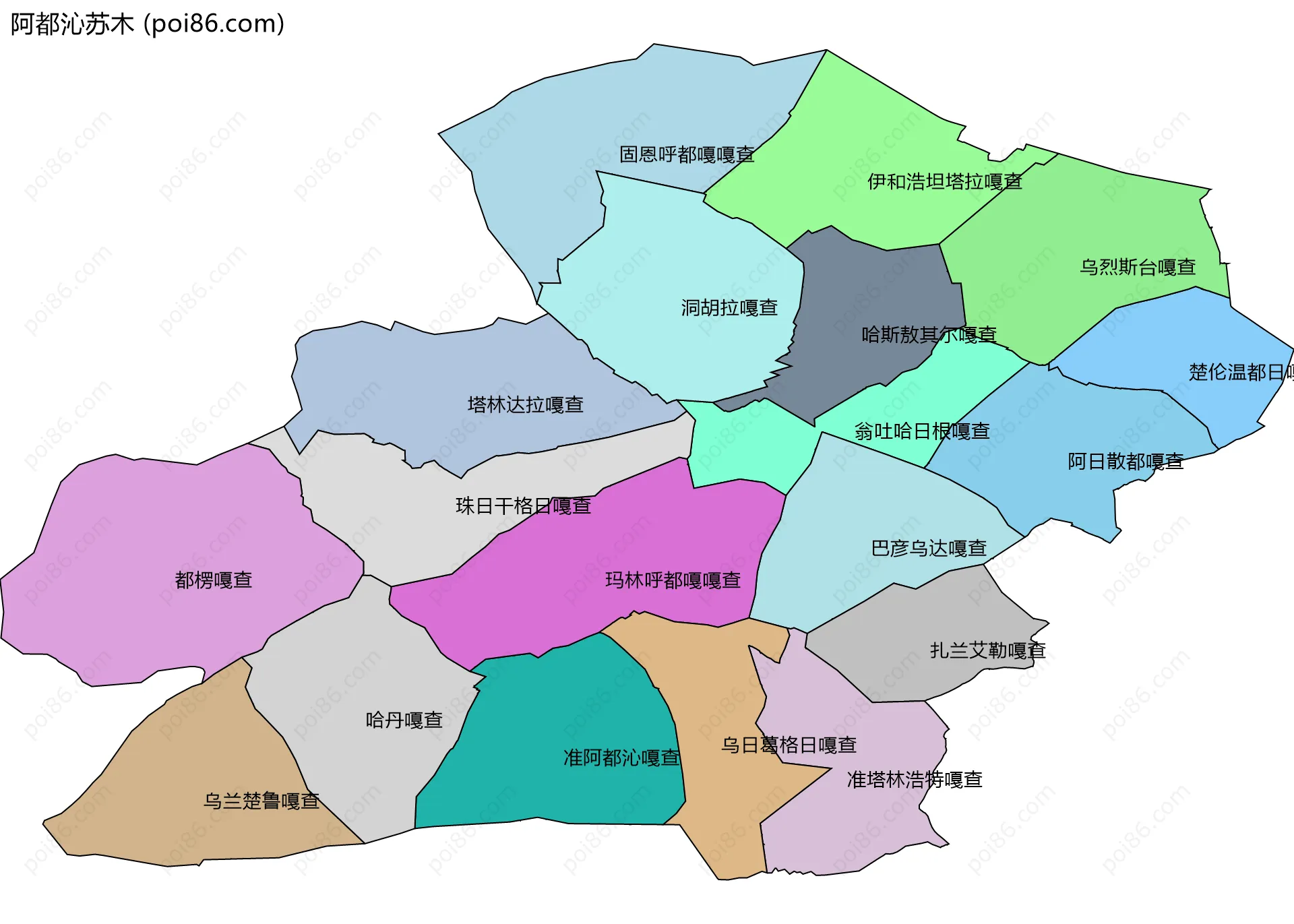 阿都沁苏木边界地图(五级行政区划)